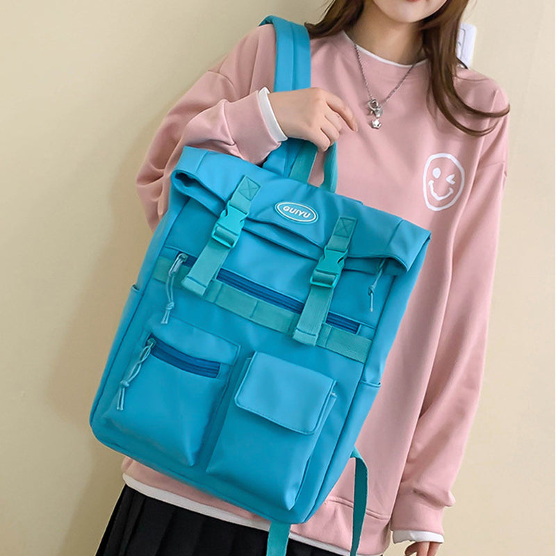 Stylish Women's Multi-Pocket Backpack with Buckle Design - Perfect for School, College & Travel | Durable Student Backpack for Everyday Use