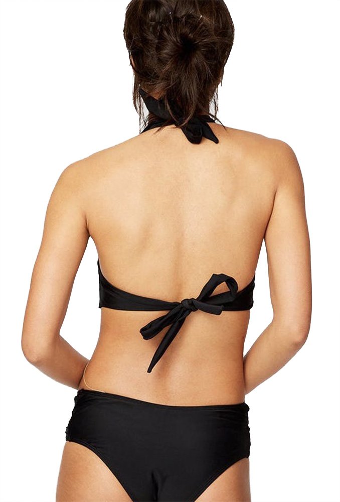 Rachel Roy Women's Keyhole Halter Cut-Out Bikini Top - Sexy Swimwear for Women, Black Small | Perfect for Beach Vacation, Pool Party & Summer Getaways