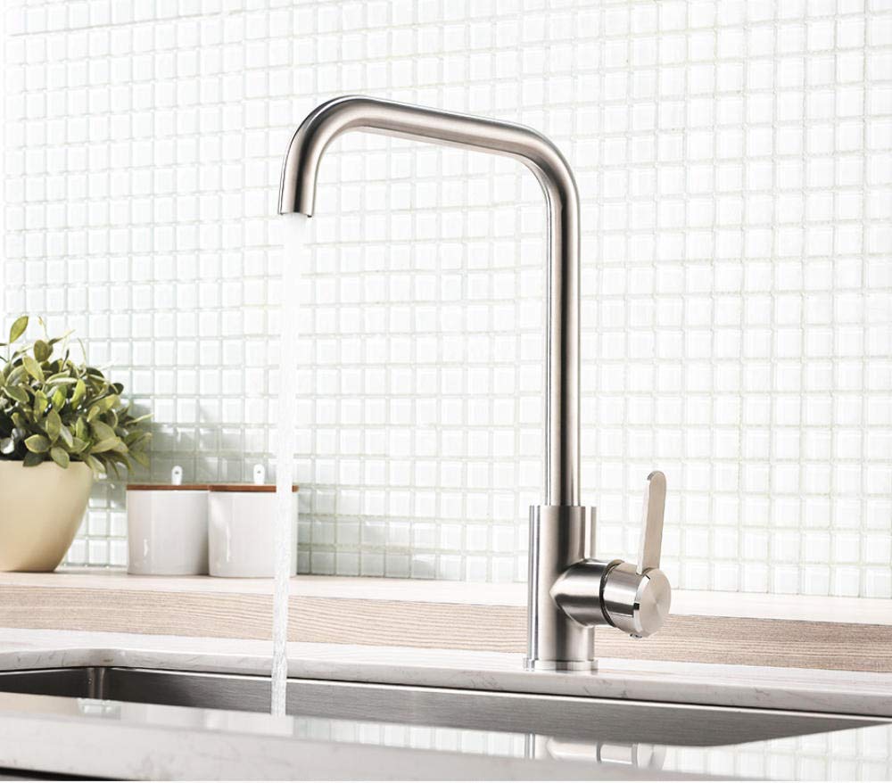 304 Stainless Steel Kitchen Faucet with Hot & Cold Water Mixer - 360° Swivel Pure Water Tap for Modern Sinks | Perfect for Cooking, Dishwashing & Food Prep
