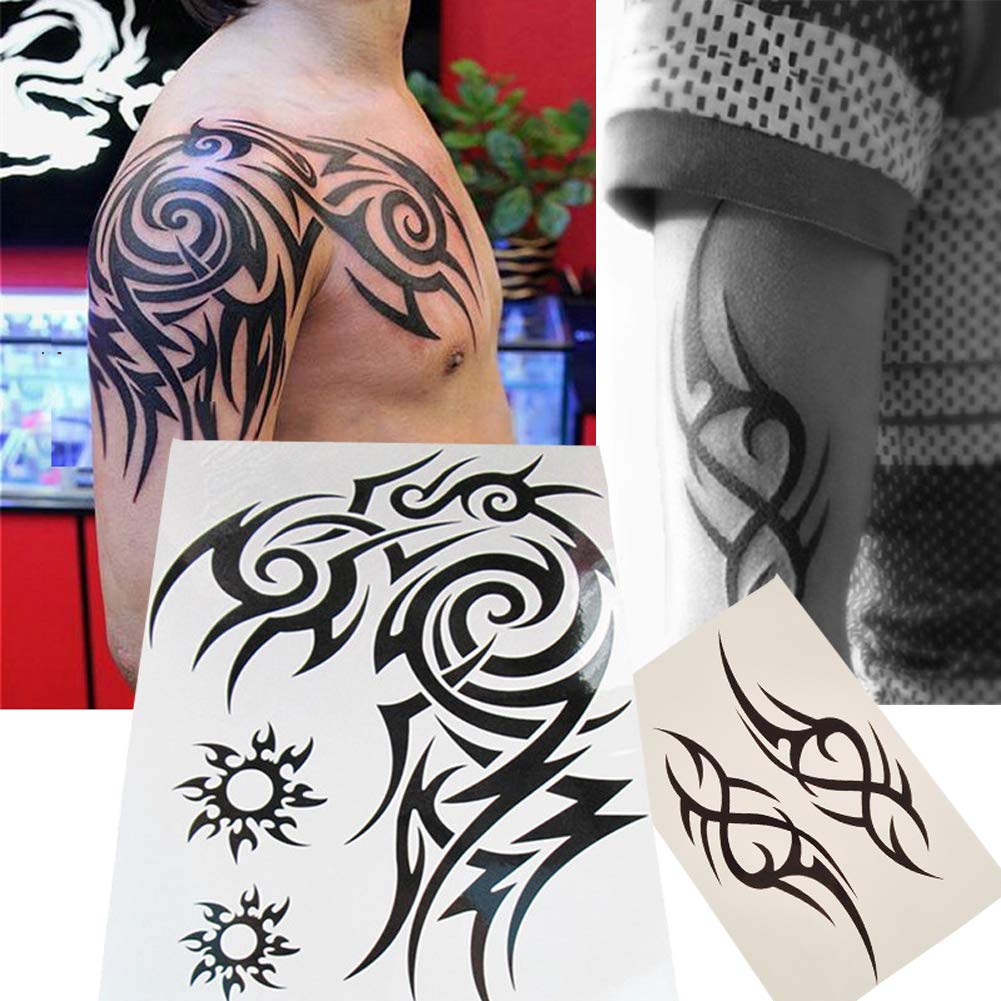 2 Pack Large Temporary Tattoos for Men - 8.27