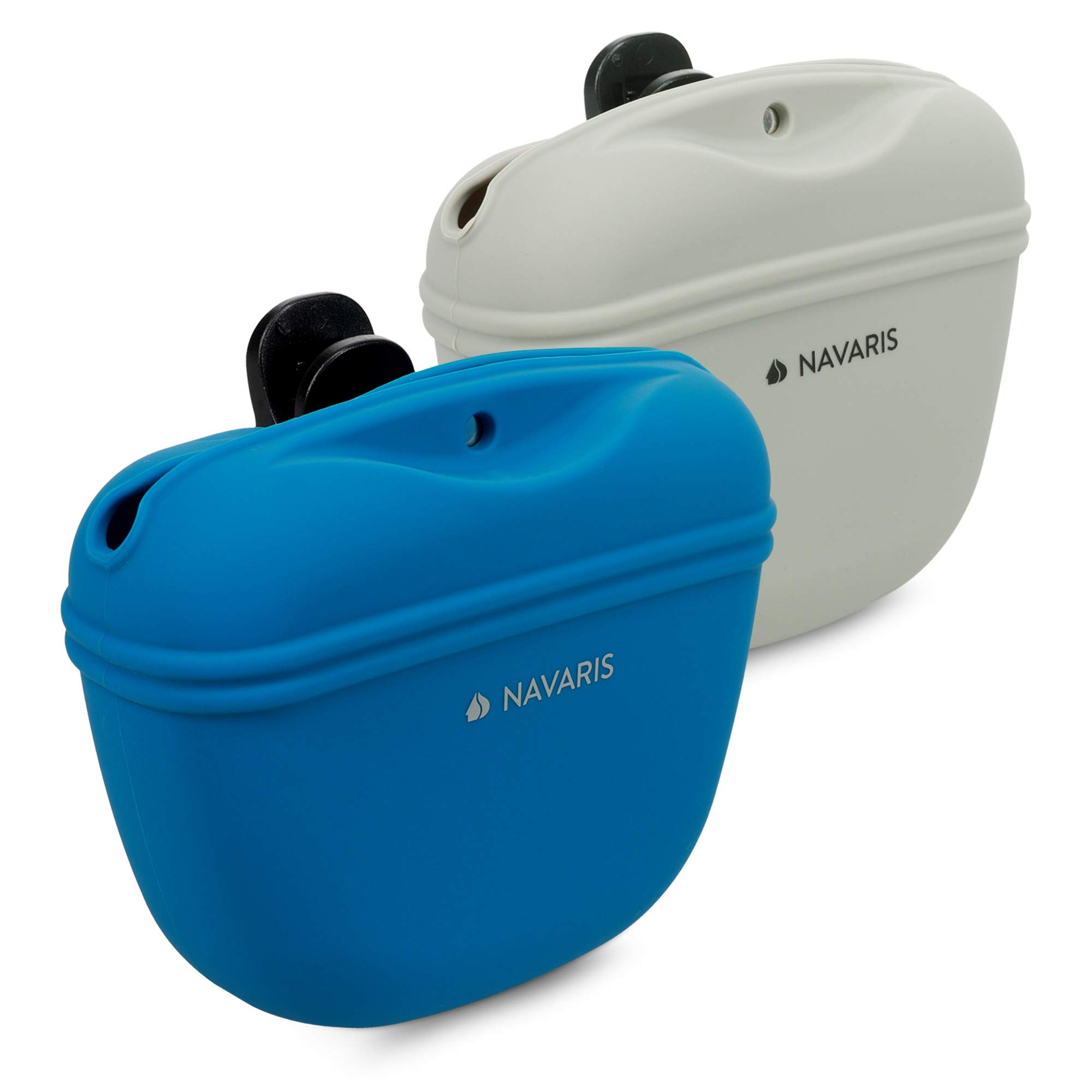 Navaris 2-Pack Silicone Dog Treat Pouch with Belt Clip - Leak-Proof Training Treat Bag for Puppy & Dog Walking, Hiking, and Outdoor Adventures - Durable Pet Snack Holder for Obedience Training & Daily Walks
