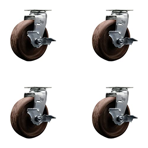 4 Swivel - Top Lock Brakes - Brown
