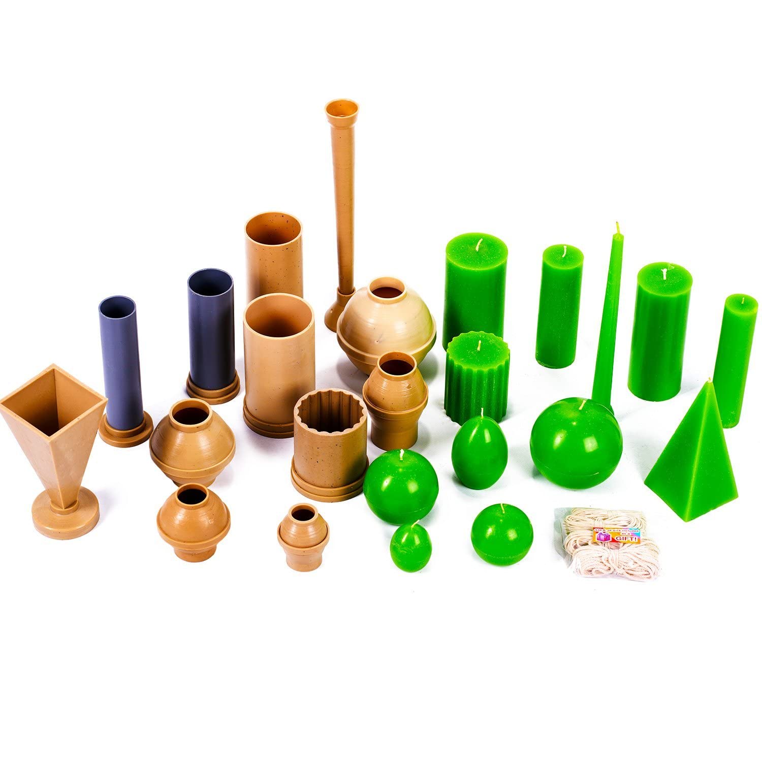 12-Piece Candle Making Molds Kit with 120ft Wick - Reusable Plastic Candle Molds for DIY Soy, Beeswax & Paraffin Candles - Perfect for Home Decor, Gifts & Craft Projects