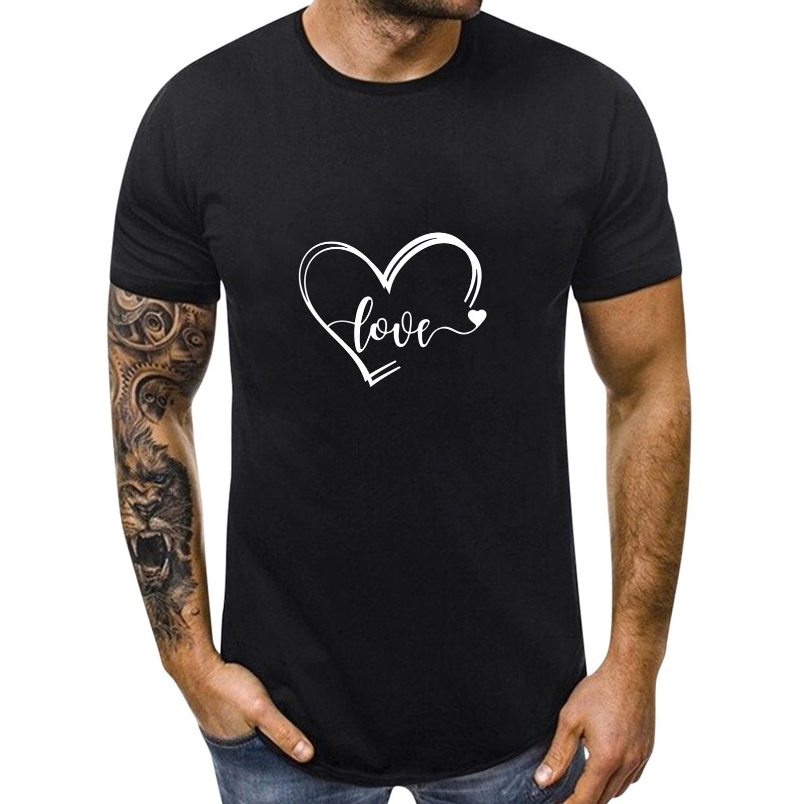 Couple Matching T-Shirts - Valentine's Day Love Print Short Sleeve Shirts for Him & Her | Perfect Anniversary Gift & Romantic Date Outfits