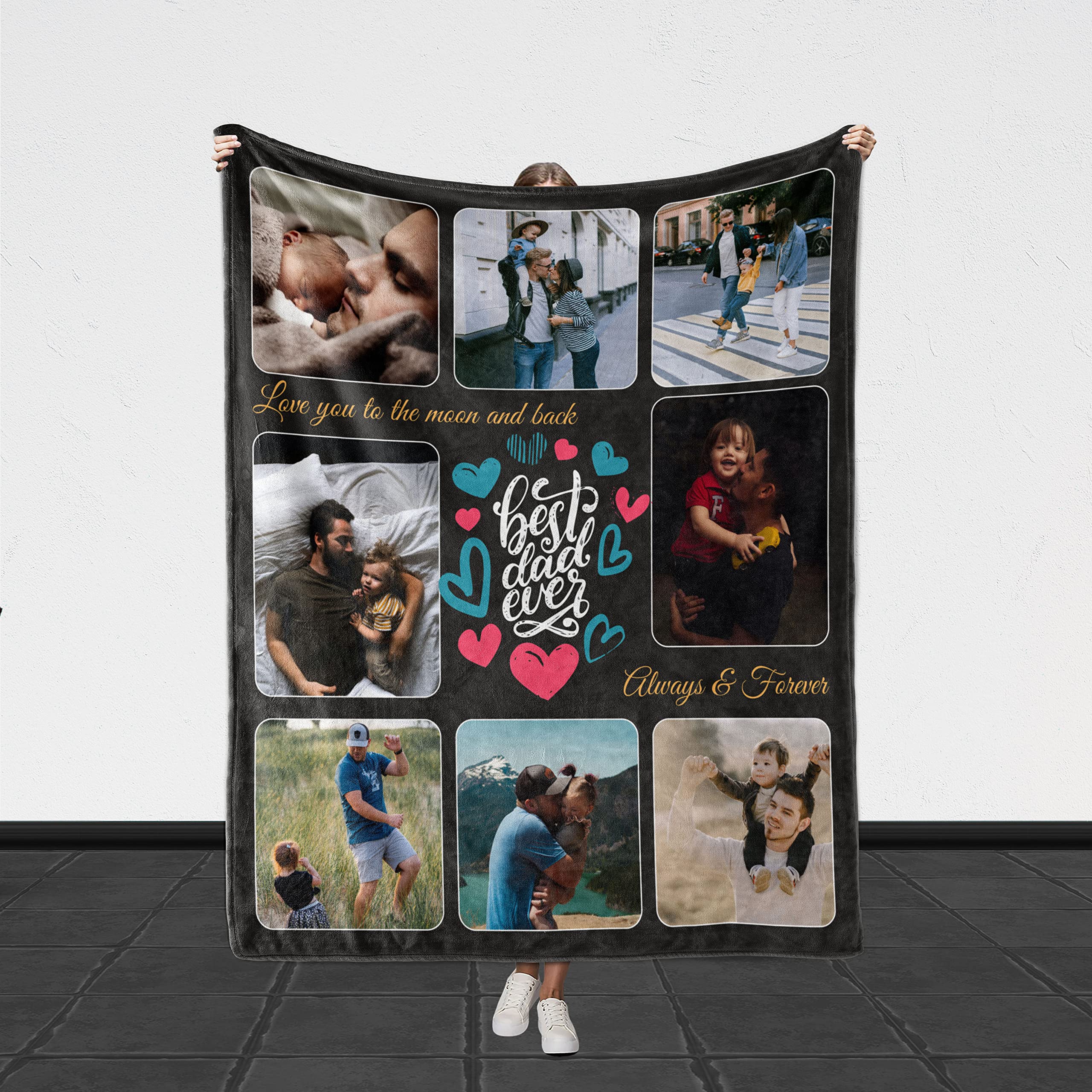 Personalized Fleece Photo Blanket for Dad - Custom Dad Gift with Picture, 50