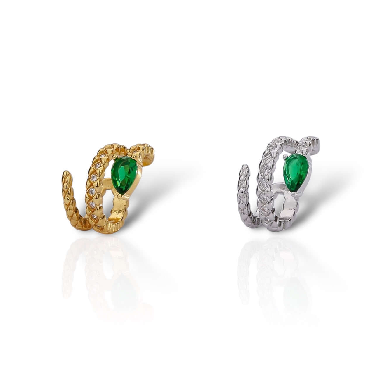 Green Snake Spiral Ear Cuff Ear Climber - Fashion Jewelry for Women | R0125 | Perfect for Parties, Weddings & Everyday Wear