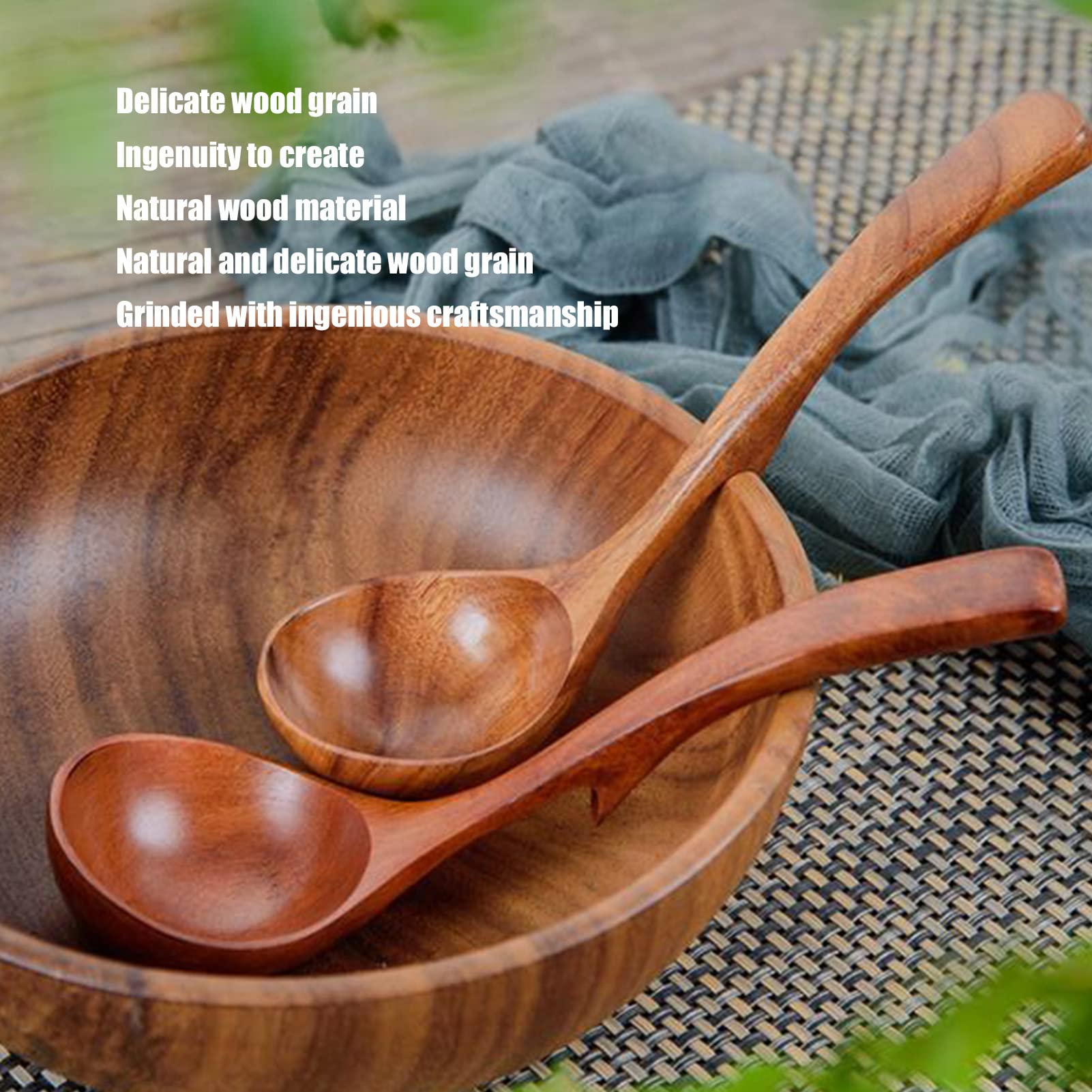Wooden Soup Ladle - Long Handle Heat Resistant Cooking Spoon for Serving, Mixing & Stirring Soups, Stews & Sauces | Durable Kitchen Utensil for Wok & Pot Cooking | Perfect for Home Chefs & Professional Kitchens