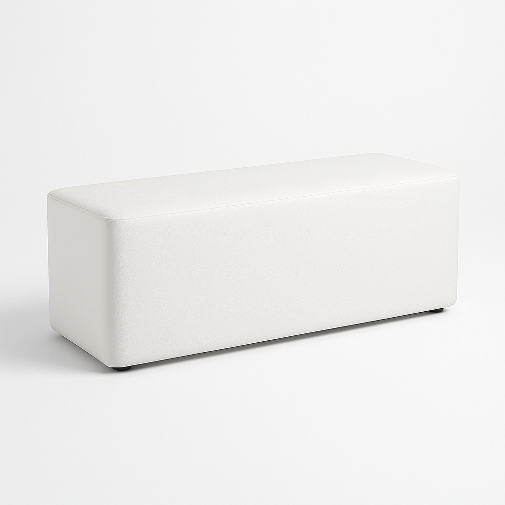 Jeffers White Faux Leather Ottoman - Stylish Storage Footrest for Living Room, Bedroom & Office - Perfect Home Decor Accent Piece
