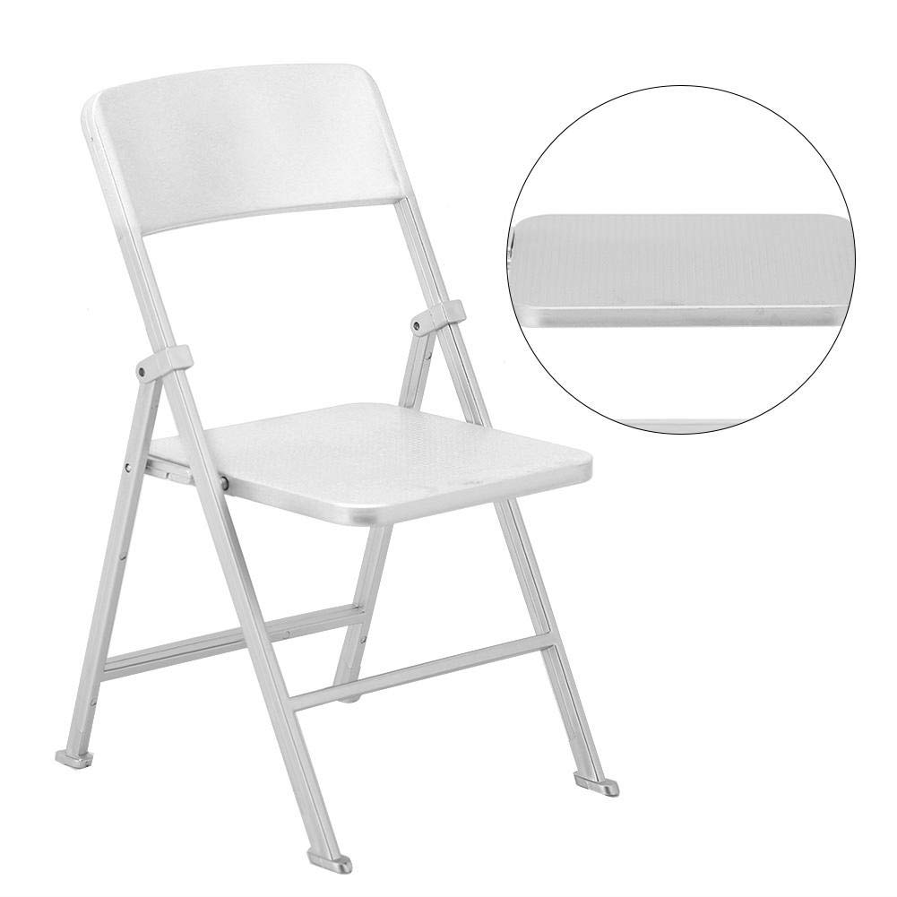 1/6 Scale Miniature Metal Folding Chair - Silver Dollhouse Furniture for Action Figures & Model Displays | Perfect for Dollhouse Decor, Photography Props & Collectible Displays