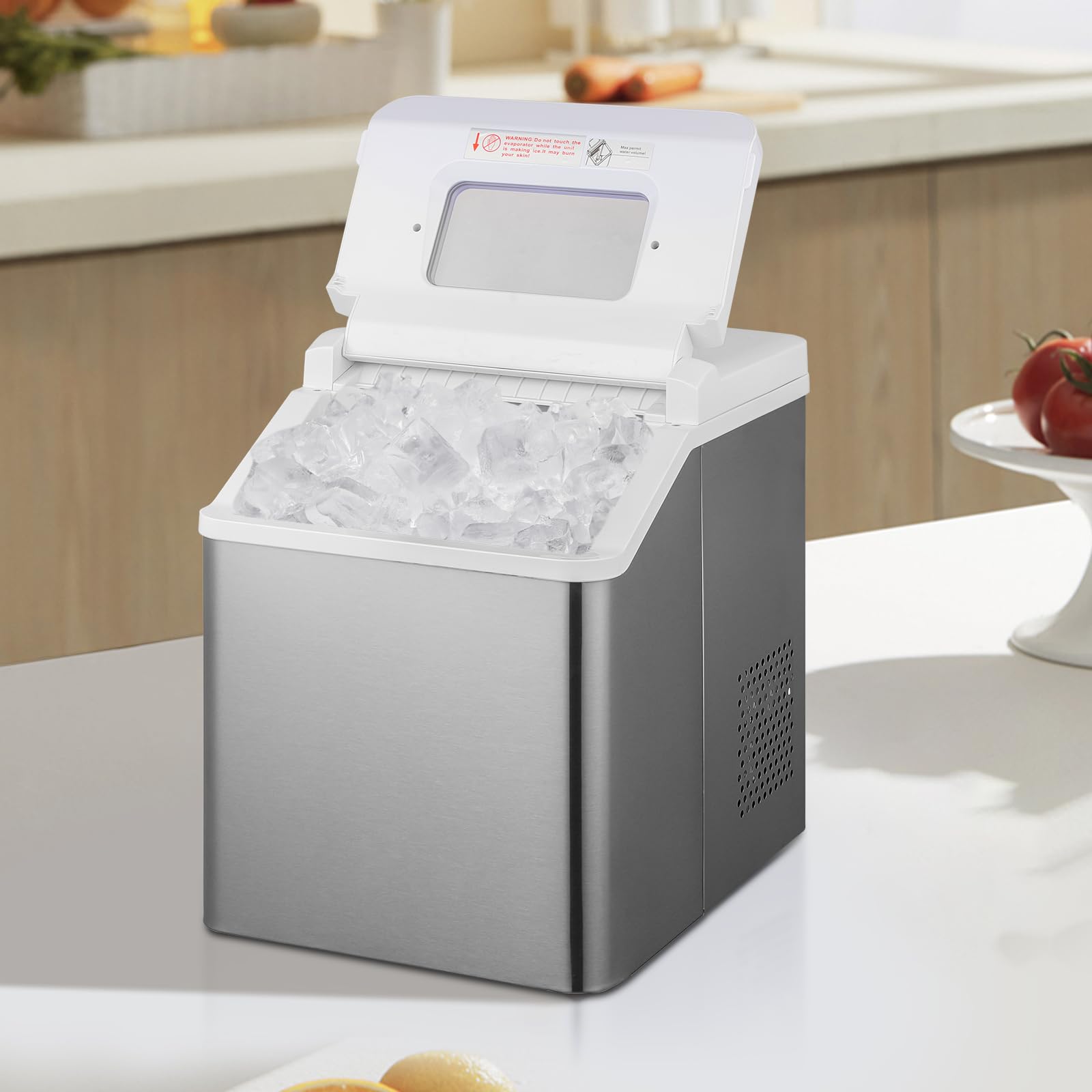 Portable Countertop Ice Maker - 32 Cubes in 20 Minutes, 33lbs Daily Output, Self-Cleaning with Ice Basket & Scoop - Compact Mini Ice Machine for Home, Kitchen, Office, Party, RV & Outdoor Camping - White