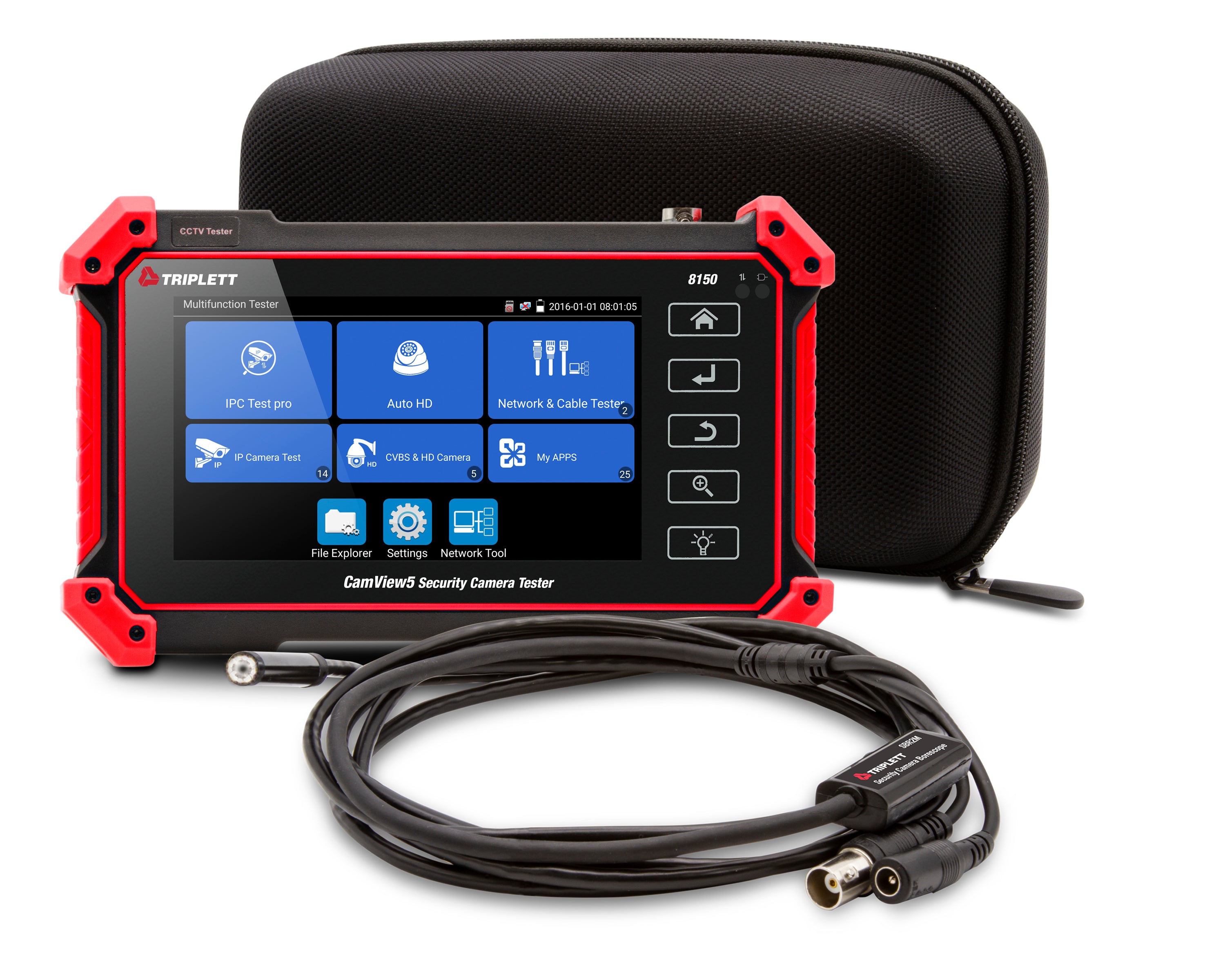 CamView IP Pro 5 HD CCTV Camera Tester with SBR2M Borescope (8150 BR KIT) - Professional Network Camera Installation Tool for Security System Maintenance and Inspection