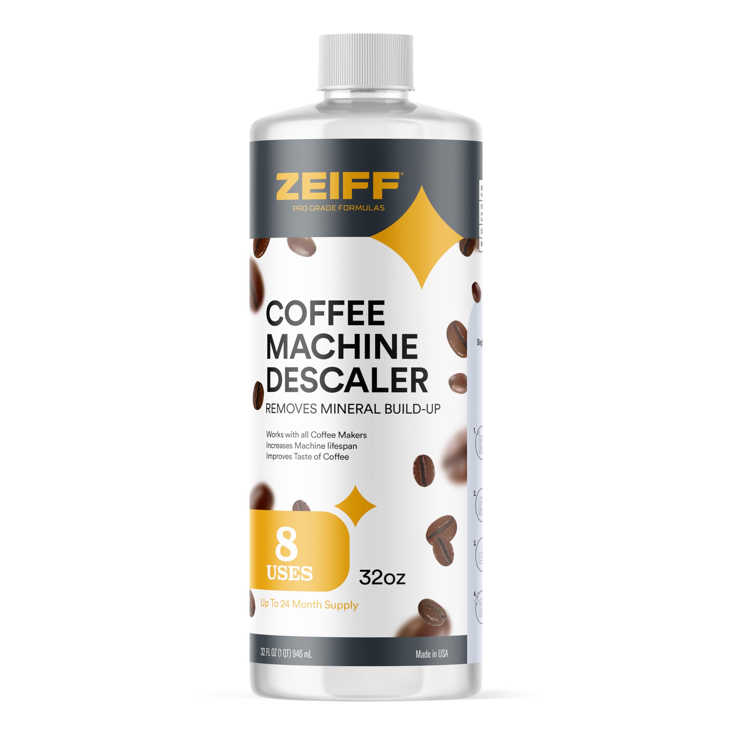 32oz Coffee Machine Descaler (8 Uses) - Compatible with Nespresso, Breville, DeLonghi & Keurig - Descaling Solution for Coffee Maker & Espresso Machine Cleaner - Perfect for Home, Office & Cafe Use