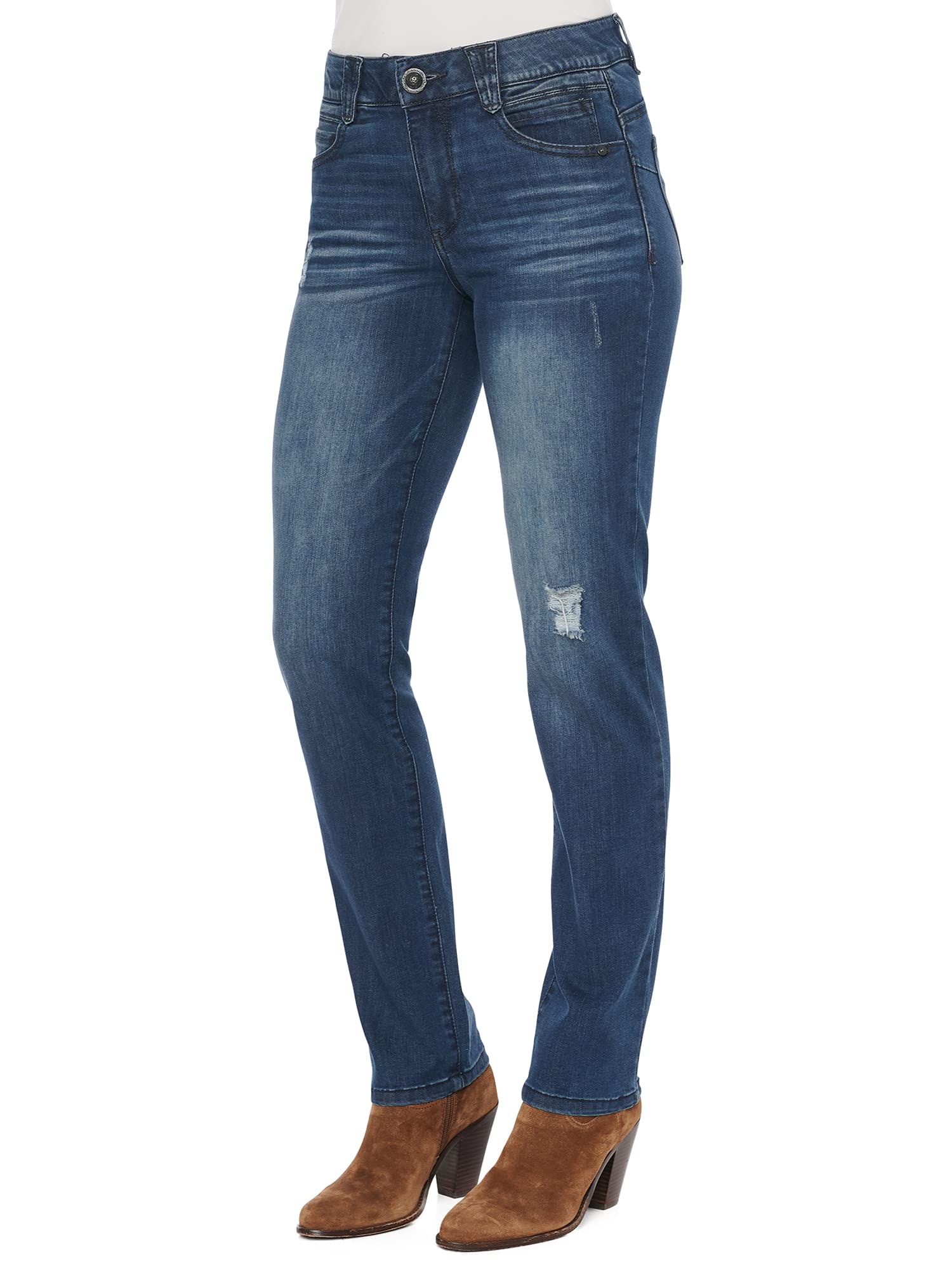 Democracy Women's Ab Solution Straight Leg Jean - Slimming High Waist Denim Pants for Everyday Comfort | Perfect for Work, Casual Outings & Date Nights