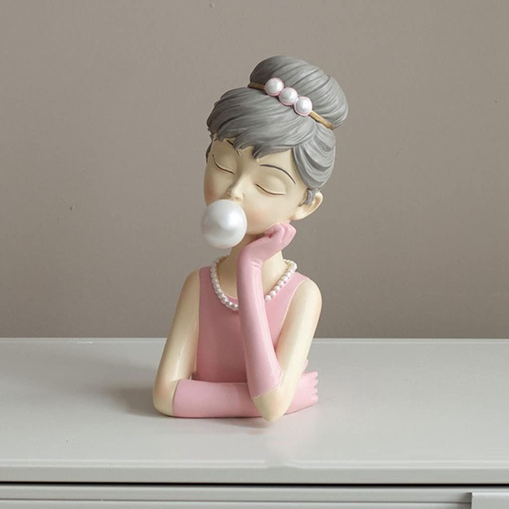 PAIHUIART Nordic Bubble Girl Abstract Resin Sculpture - Pink Luxurious Home Decor Statue, Desktop Ornament, Unique Gift for Living Room, Bedroom & Office Decor