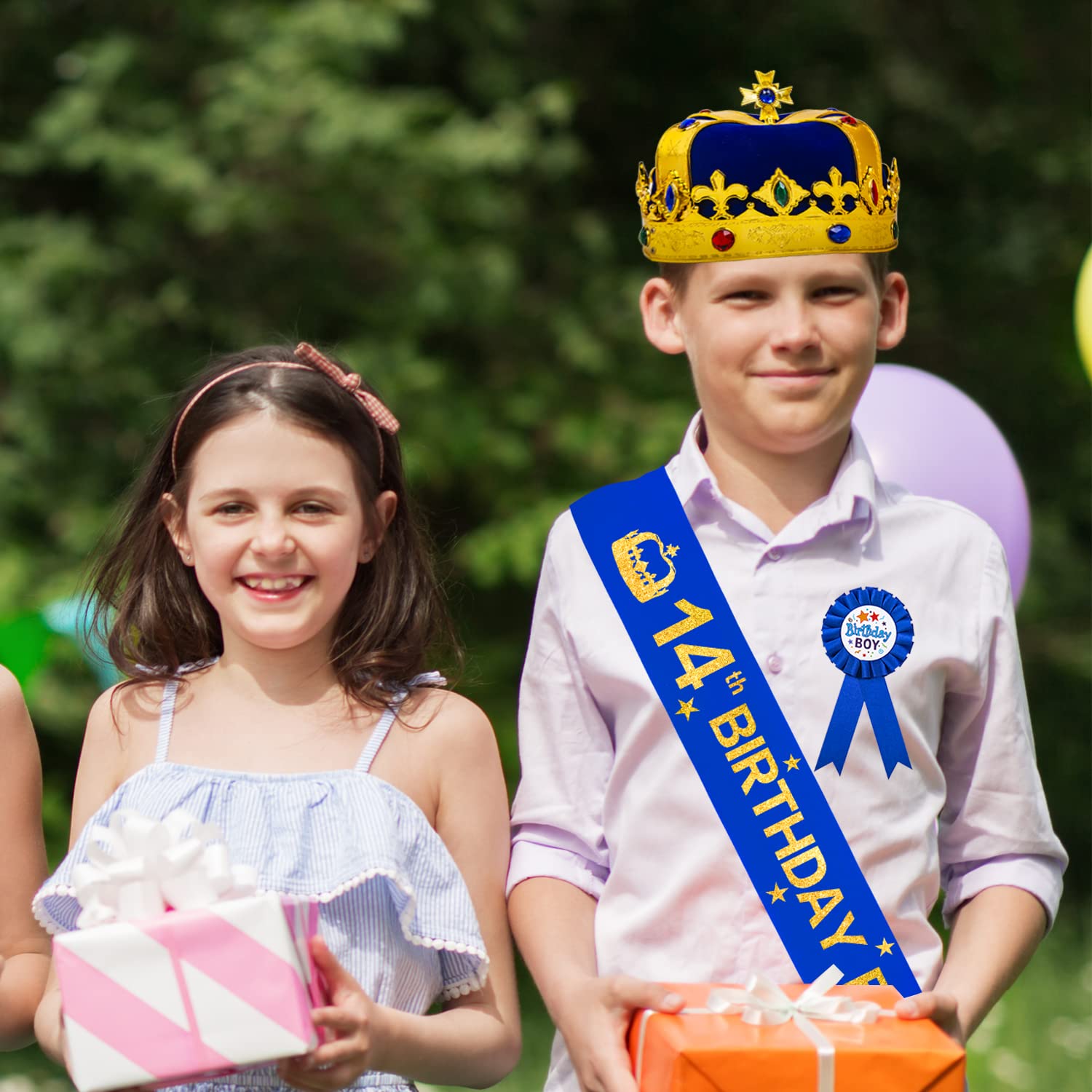 14th Birthday Hat for Boys - Funny Birthday Crown & Sash Set - King Birthday Party Accessories - Perfect for 14th Birthday Celebrations, Parties & Photo Props