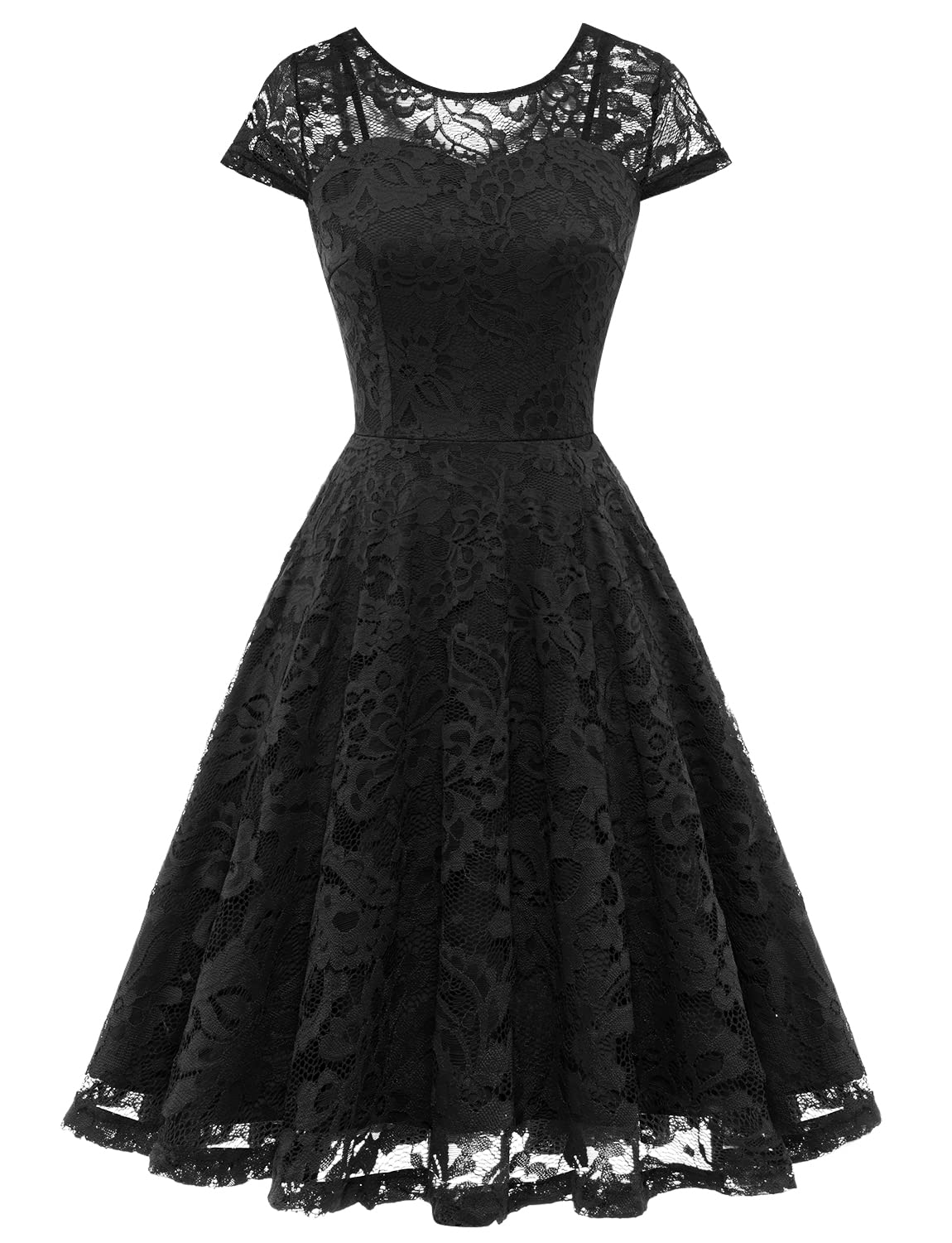 Vintage Floral Lace Cocktail Dress for Women with Pockets - Perfect for Parties & Prom
