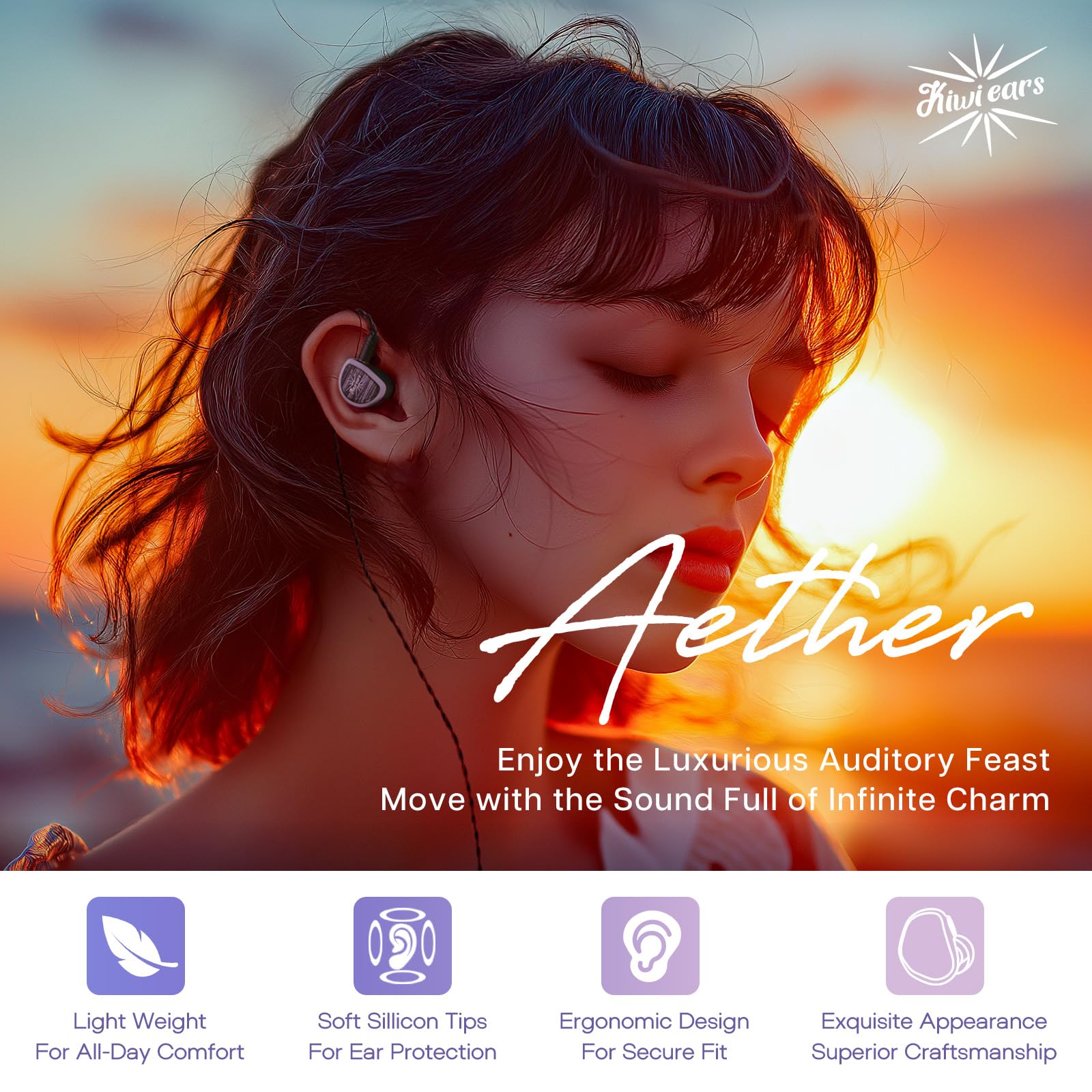Linsoul Kiwi Ears Aether HiFi Wired IEM Earphones - 15.3mm Large Planar Driver In-Ear Monitors with 2Pin Detachable Cable for Audiophiles, Musicians & Gamers | Perfect for Studio Recording, Live Performances & Competitive Gaming