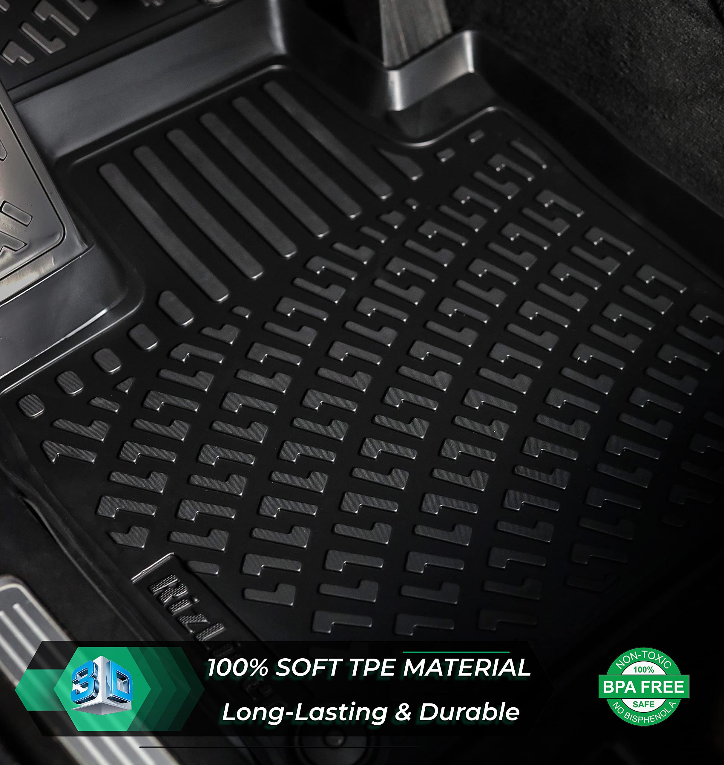 Premium 3D All-Weather Floor Mats for Tesla Model S 2015-2019 - Custom Fit TPE Car Mats with Non-Slip Design | Laser Measured Front & Rear Seat Protection | Perfect for Daily Commute, Road Trips & Winter Driving (Black)