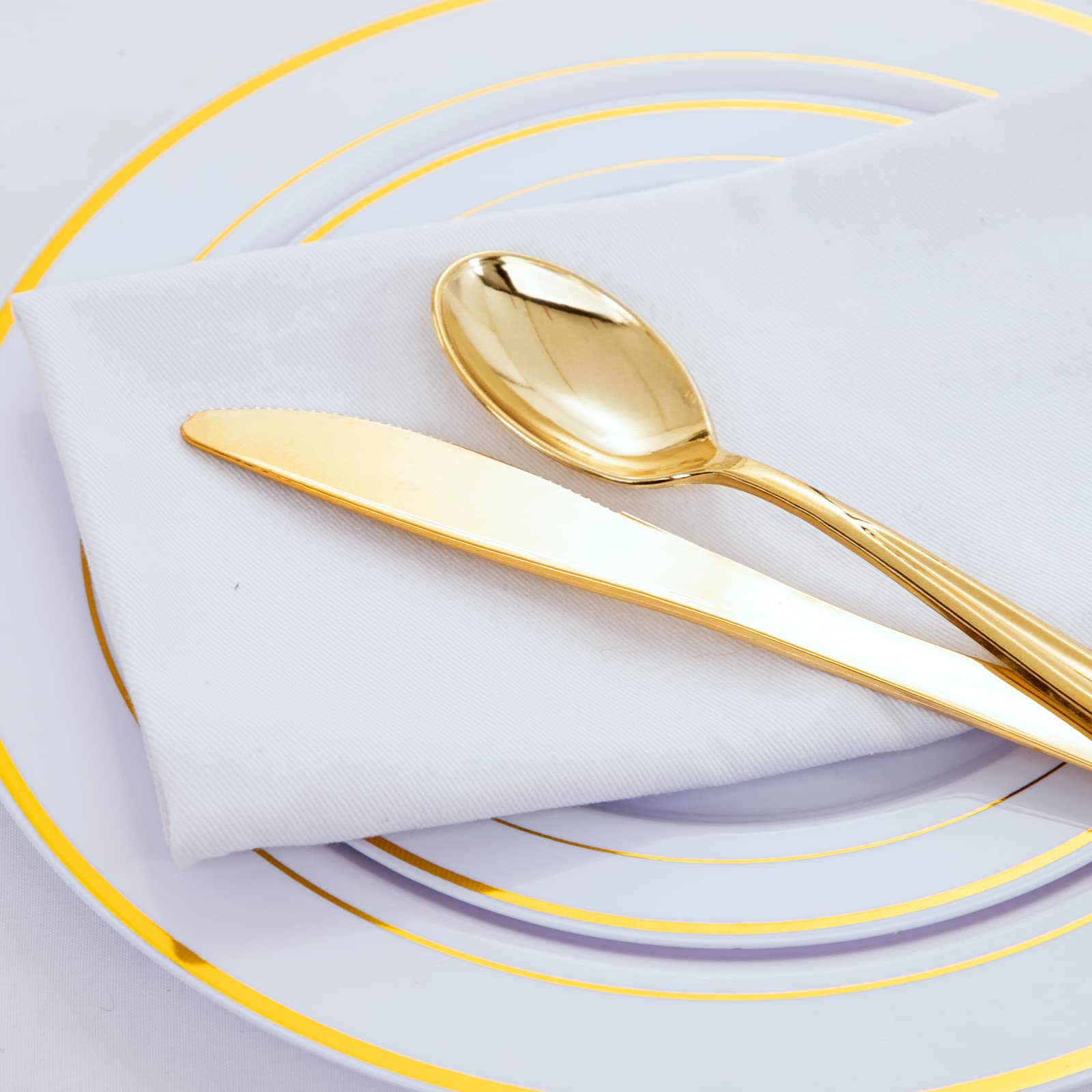 120-Piece Gold Plastic Silverware Set - Heavy Duty Disposable Cutlery (40 Forks, 40 Spoons, 40 Knives) - Elegant Party Tableware for Weddings, Picnics & Events