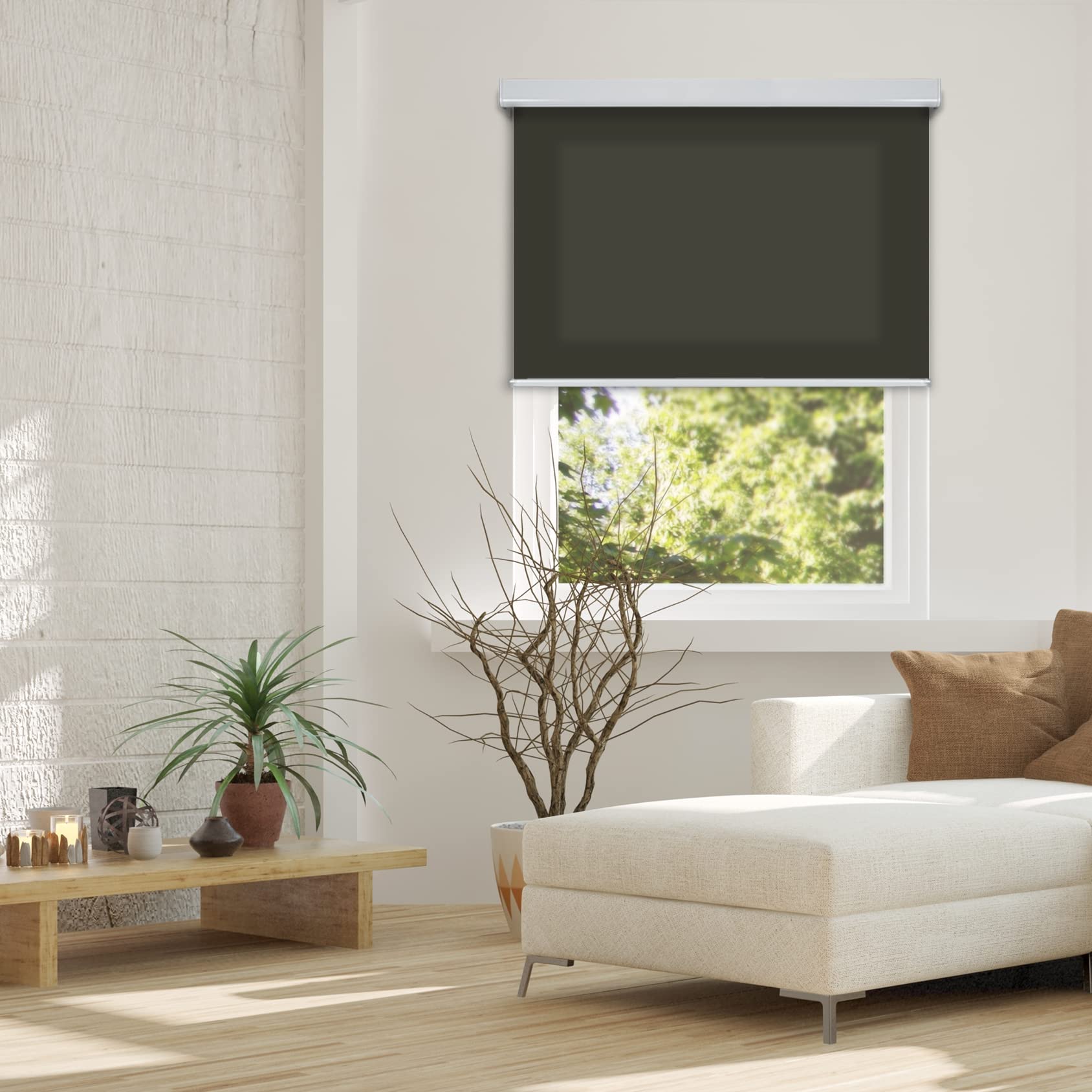 CHICOLOGY Cordless Roller Shades for Windows - Light Filtering & Privacy (5% Solar) Skyview Bronze - 39