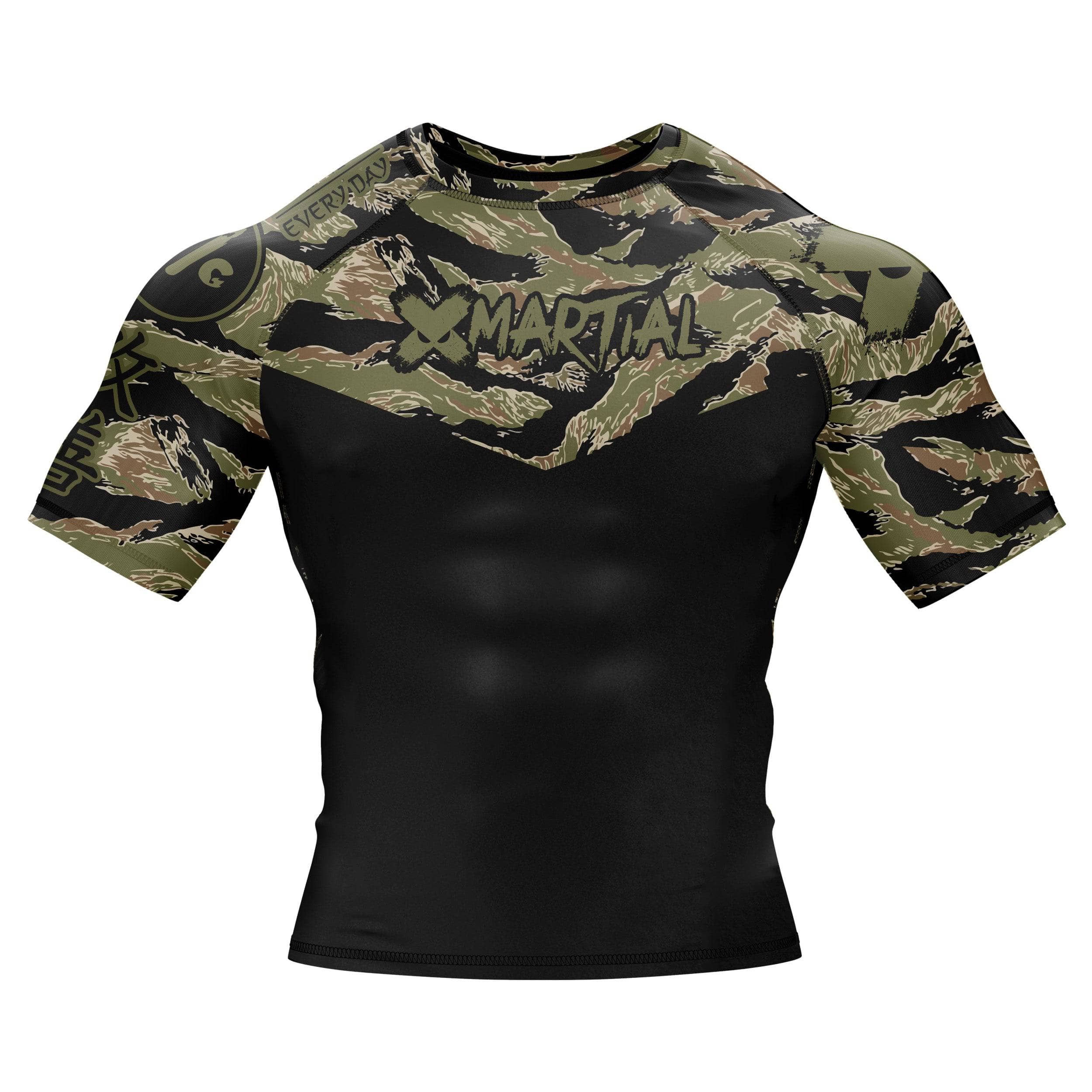 Tiger Camo BJJ Rash Guard - Long Sleeve Compression Shirt for Brazilian Jiu-Jitsu, MMA & Grappling - Moisture Wicking & UV Protection for Training & Competition