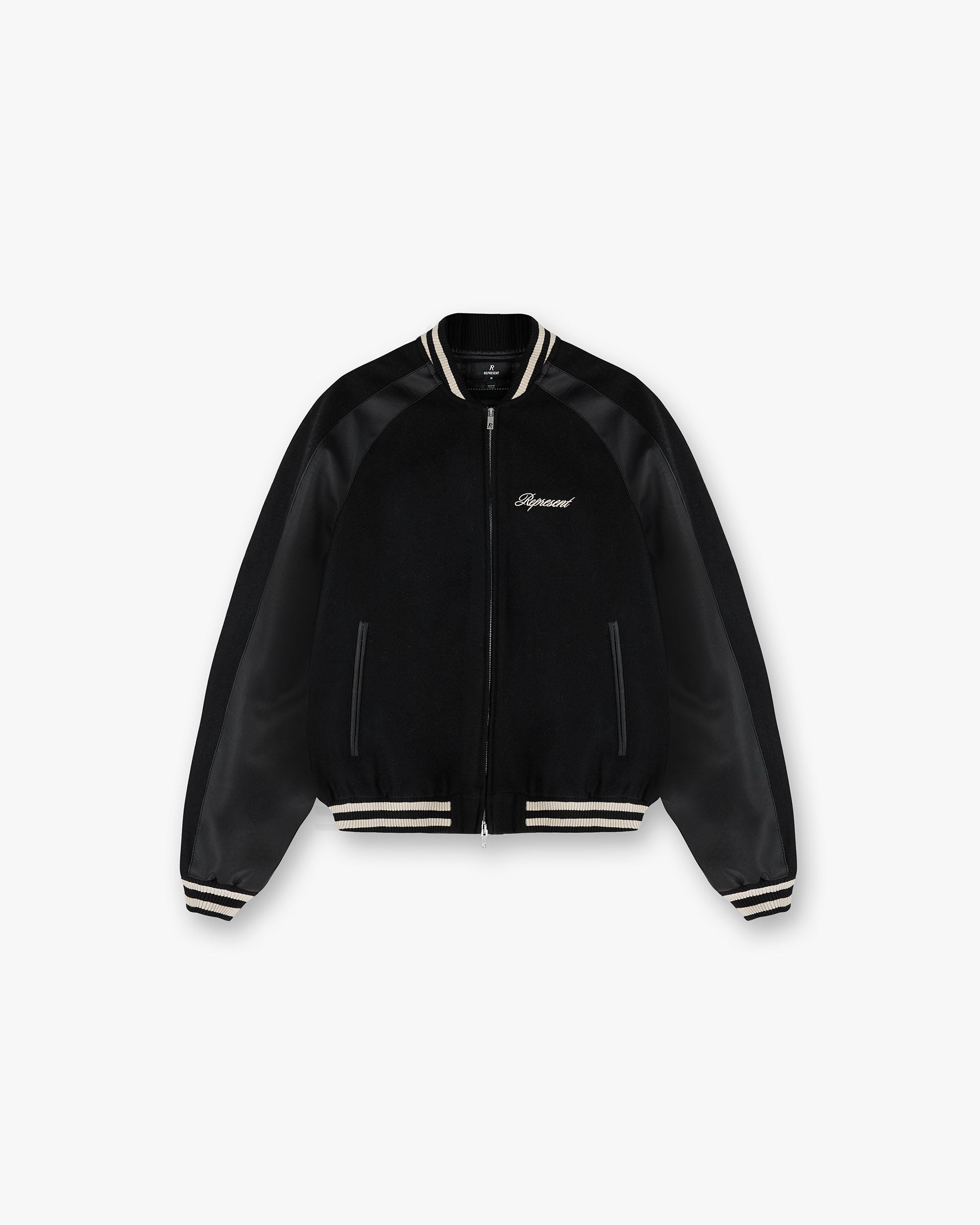 Men's Black Raglan Varsity Jacket - Baseball Style Sleeve Design - Casual Outerwear for Sports, School & Street Fashion