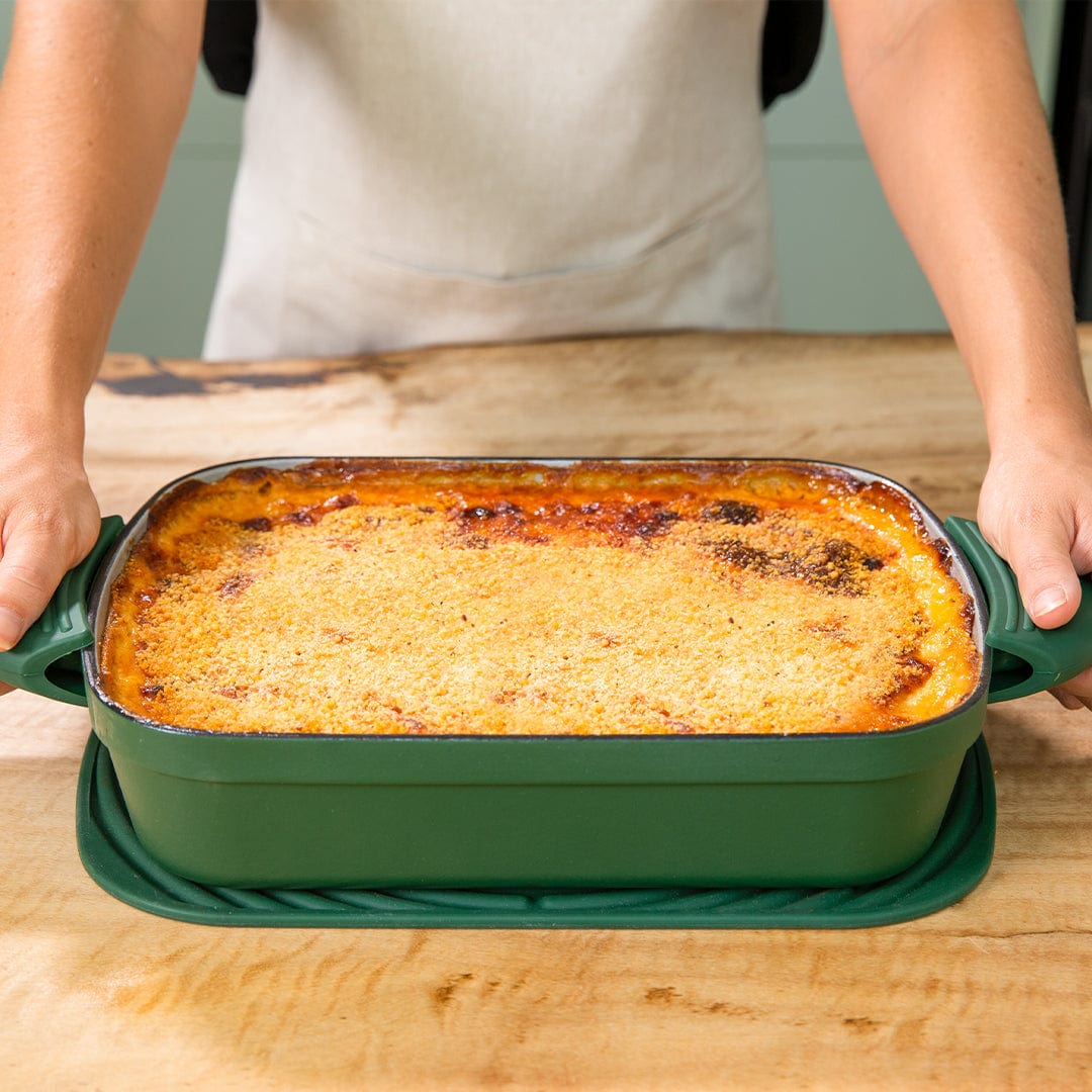 Premium Firra Cast Iron Baking Dish - 12 Inch Rectangular Skillet for Oven, Grill & Stovetop - Perfect for Casseroles, Lasagna, Roasts & More - Rust-Resistant & Even Heat Distribution