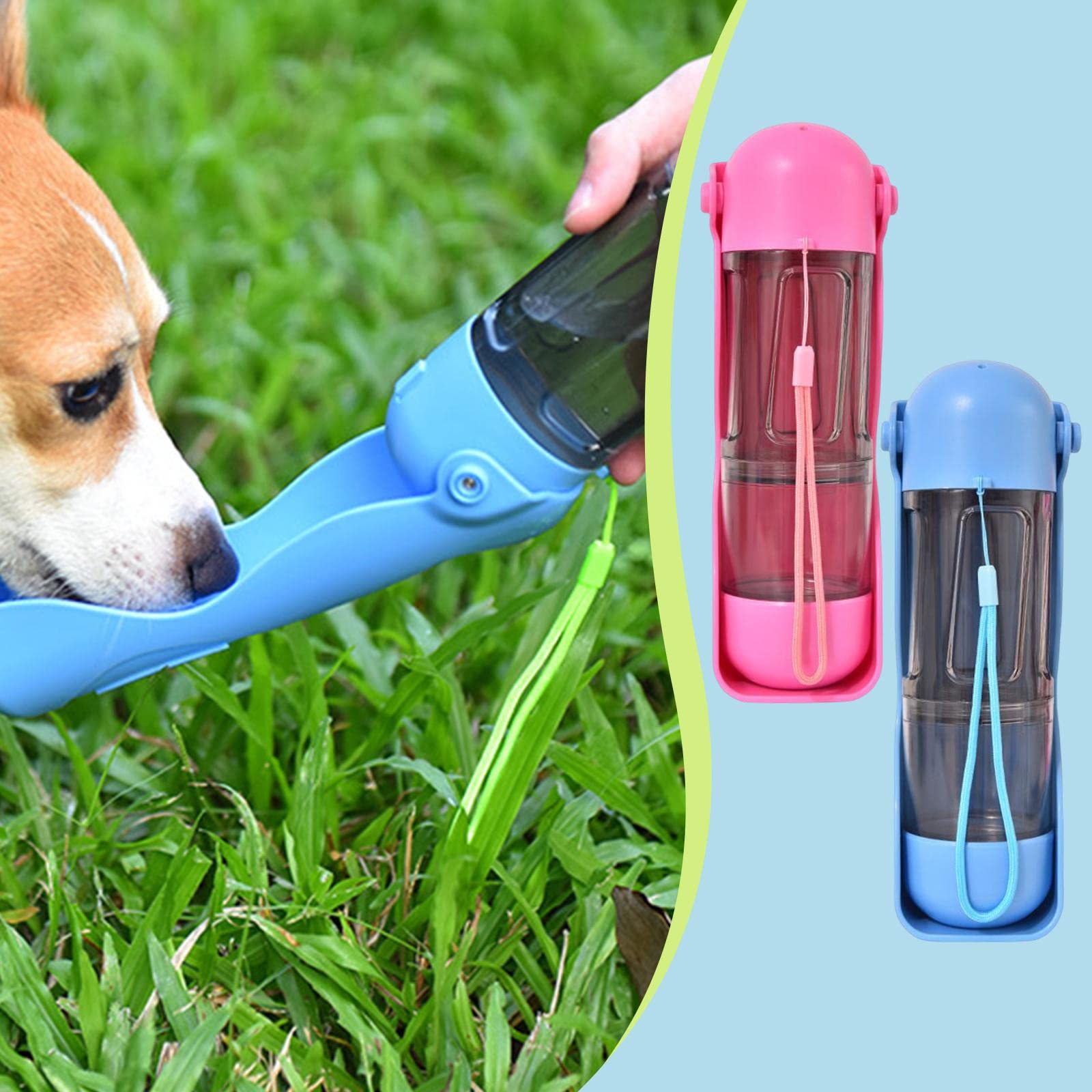 Enakshi 4-in-1 Portable Water Bottle, Food Container & Travel Cup for Outdoor Activities, Hiking, Camping - Blue | Pet & Dog Supplies | Dishes, Feeders & Water Fountains for Pets