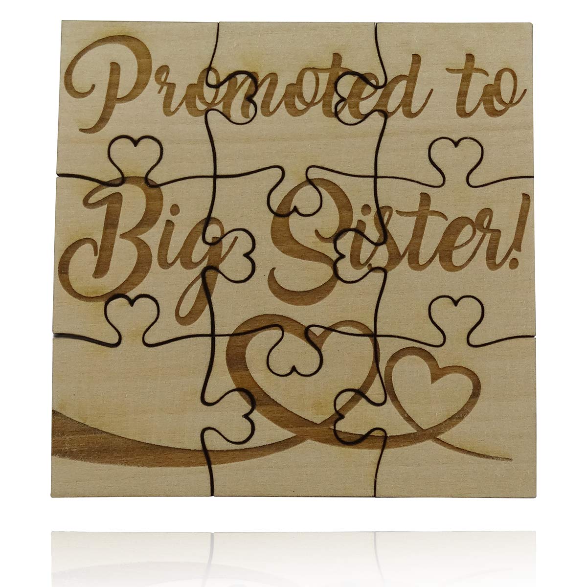 Big Sister Announcement Puzzle - 9 Piece Square Basswood Jigsaw for Pregnancy Reveal | Gender Reveal Gift, Baby Shower Activity, First Trimester Keepsake
