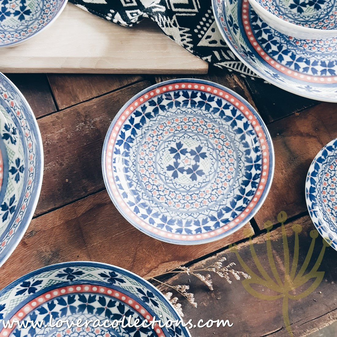 Awasaka Japan Blue Four Leaves Tea & Dinnerware Set - Premium Japanese Ceramic Tableware for Tea & Dining - Perfect for Home, Restaurants & Gifts