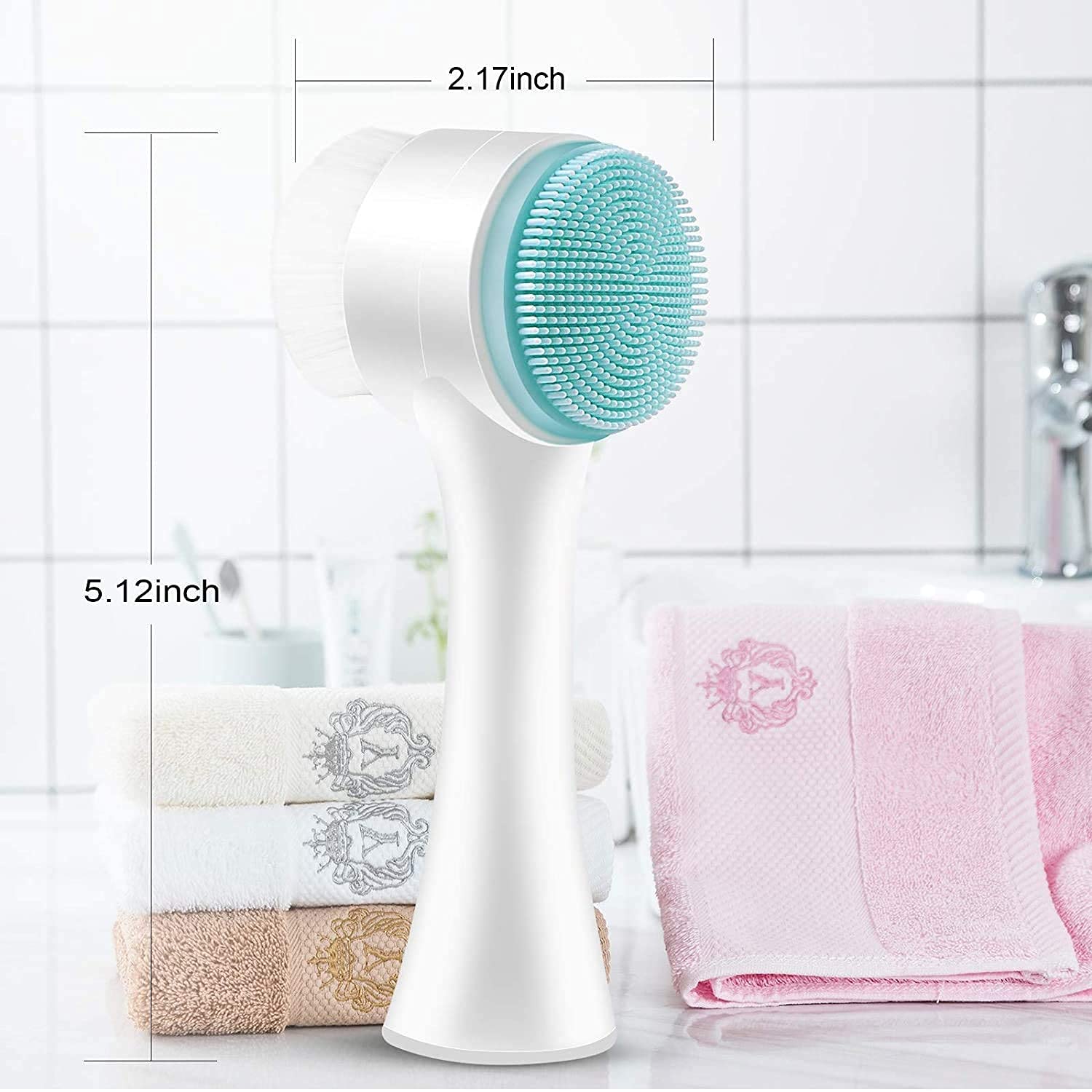 COSLUXE 2-in-1 Silicone Facial Cleansing Brush - Manual Face Scrubber for Deep Pore Cleansing & Exfoliation - Gentle Massaging Skin Care Tool for Daily Face Wash Routine (Perfect for Sensitive Skin & Travel)