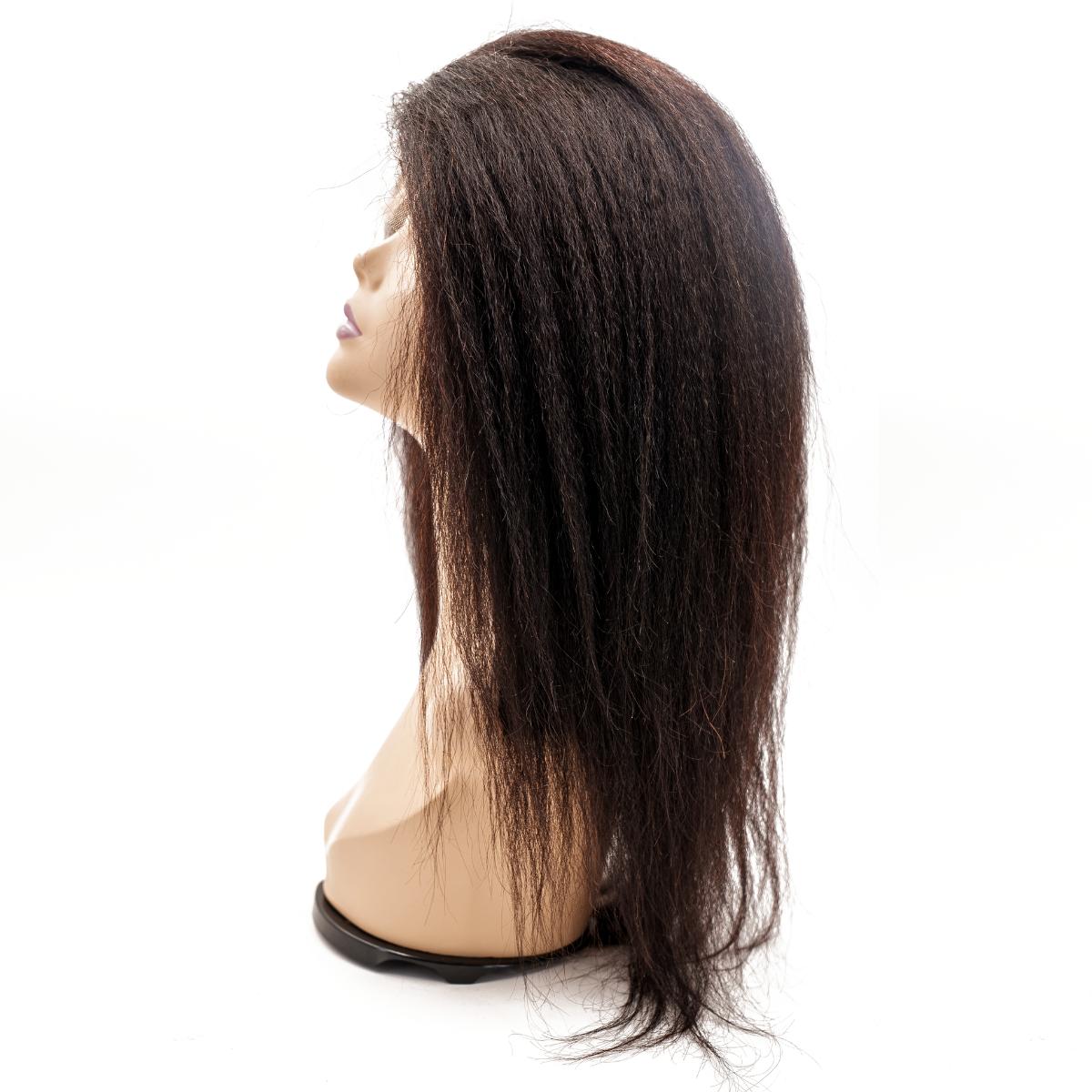 Kinky Straight Mono Lace Front Medical Wig - Natural Looking Human Hair Wig with PU Base for Women - Perfect for Daily Wear, Cosplay & Hair Loss Solutions