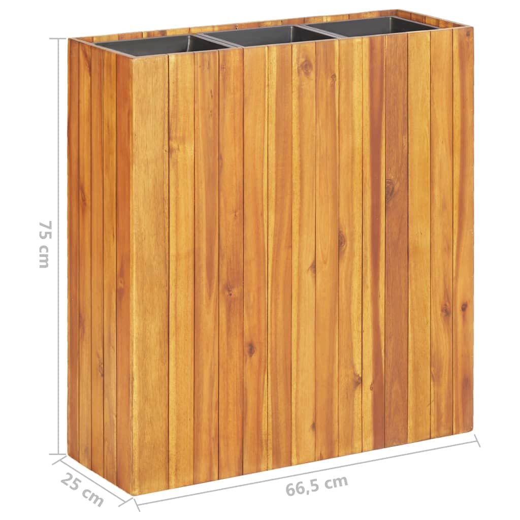 vidaXL 3-Tier Acacia Wood Raised Garden Bed with Pots - Weather-Resistant Outdoor Planter Box for Flowers, Herbs & Vegetables - Natural Wood Finish Garden Decor for Patio, Backyard & Balcony Gardening