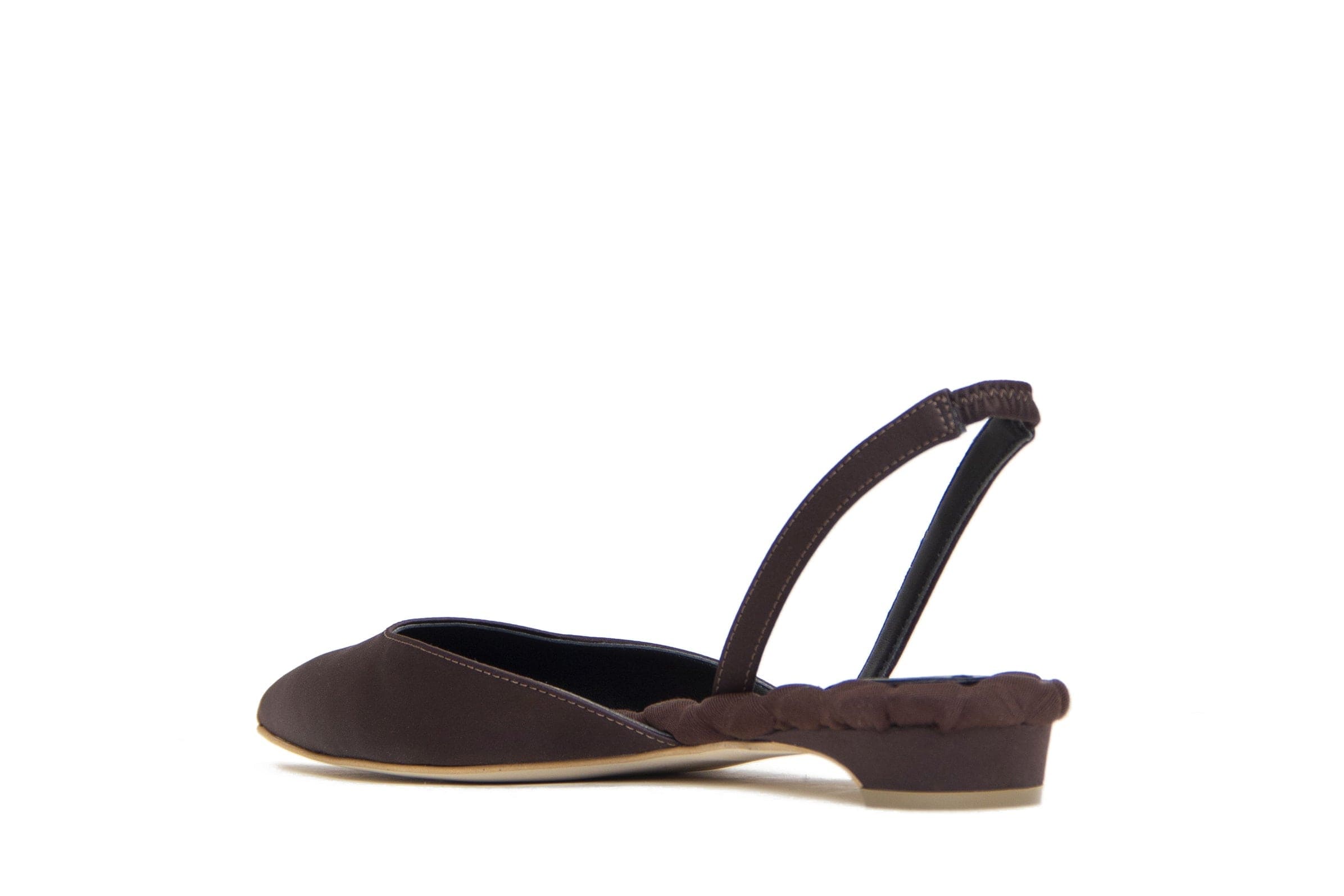 Jackie Cotton Vegan Slingback Flats - Brown Satin Comfortable Women's Shoes for Work, Office & Casual Wear