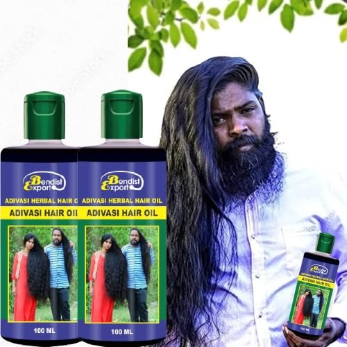 **Adivasi Herbal Hair Oil for Hair Growth & Fall Control - 100% Natural & Original - 2 x 100ml (Pack of 2) - For Women & Men - Promotes Stronger, Thicker Hair - Ideal for Daily Scalp Massage & Hair Care Routine**