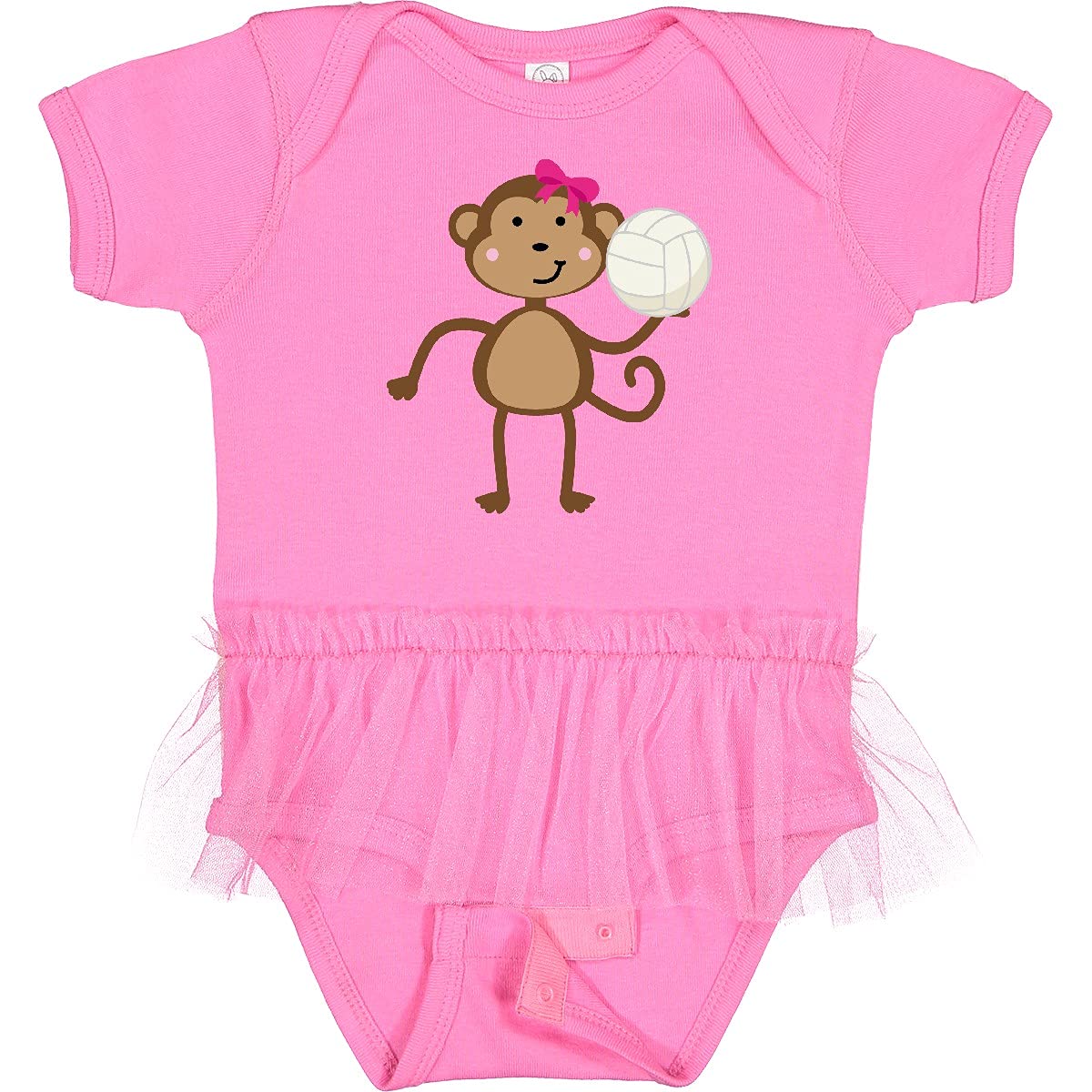 Inktastic Cute Volleyball Girl Monkey Infant Tutu Bodysuit - Baby Girls' Soft Cotton Onesie for Sports Fans, Playdates & Photo Shoots