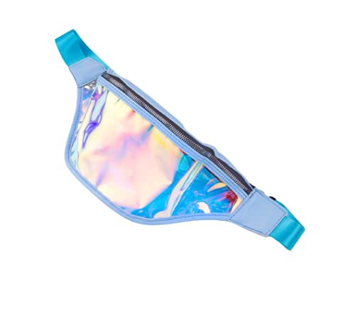 Fanny Pack Waist Bag Belt Bum Bag - Holographic Holster Weekender Bag - Bridesmaid Gifts & Festival Essentials - Teal Zip Lock Bags for Travel, Gym & Outdoor Adventures