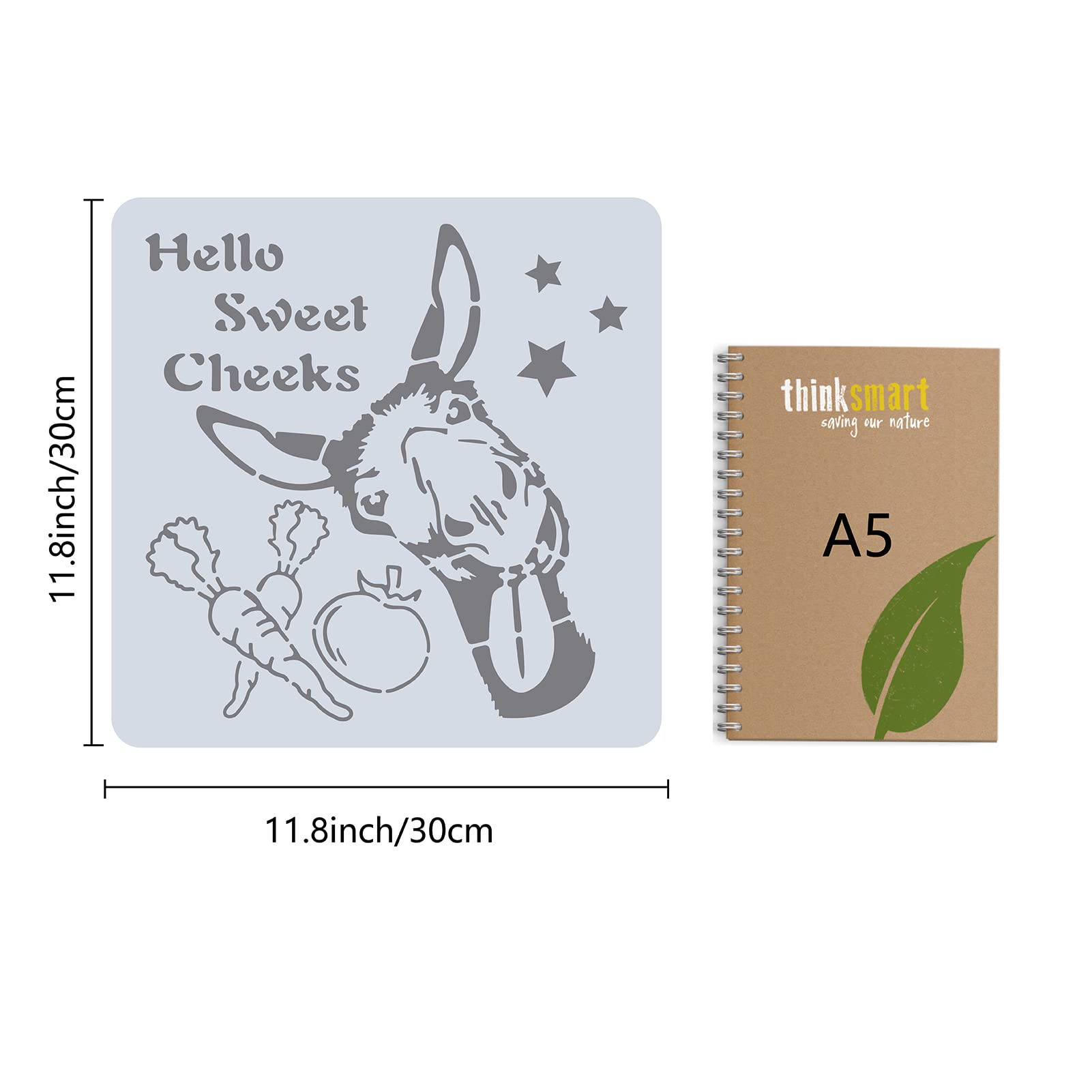 GORGECRAFT Large 12x12 Inch Reusable Donkey Stencil - Animal Portrait Template for Painting on Wood, Wall, Canvas, Tile & DIY Crafts - Perfect for Home Decor, Scrapbooking & Art Projects