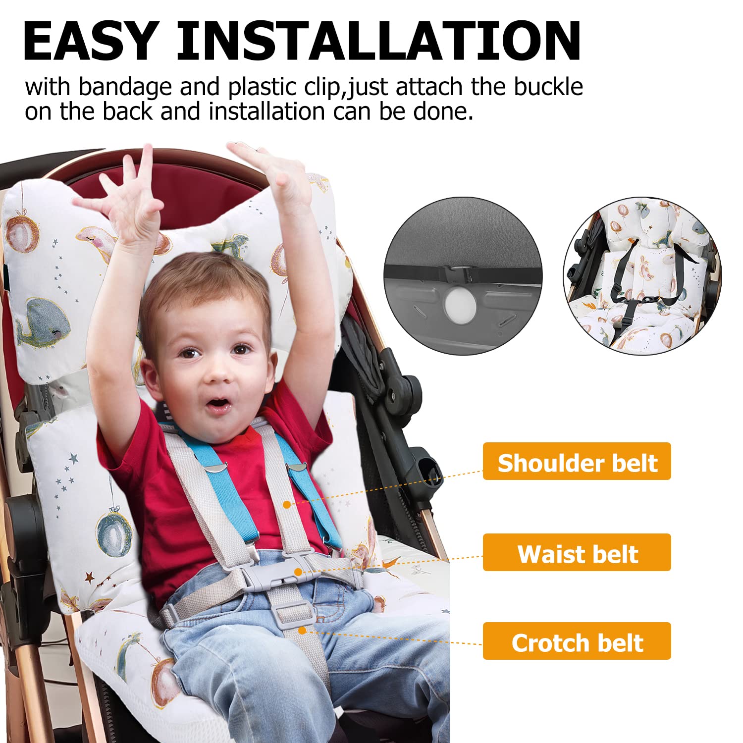 Soft & Breathable 3D Air Mesh Baby Stroller Seat Pad Liner - Universal Cushion for Infant Carriers & Strollers (Whale Design) | Perfect for Daily Walks, Shopping & Travel