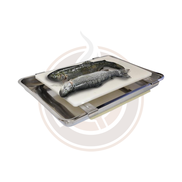 Omcan 15.4 x 10.2 Inch Professional Carving & Filet Cutting Board with Stainless Steel Drip Pan - 2 Pack - Perfect for Butchers, Chefs & Home Cooking