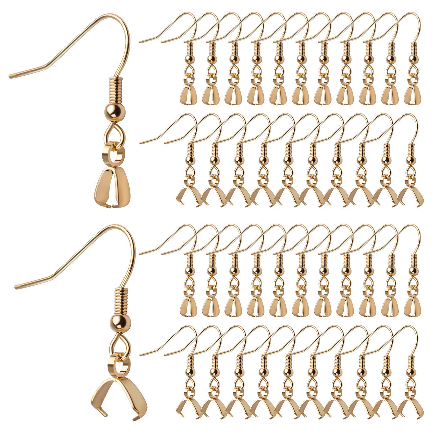 Hypoallergenic Stainless Steel Earring Hooks 50pcs - DIY Jewelry Making for Crafts & Gifts