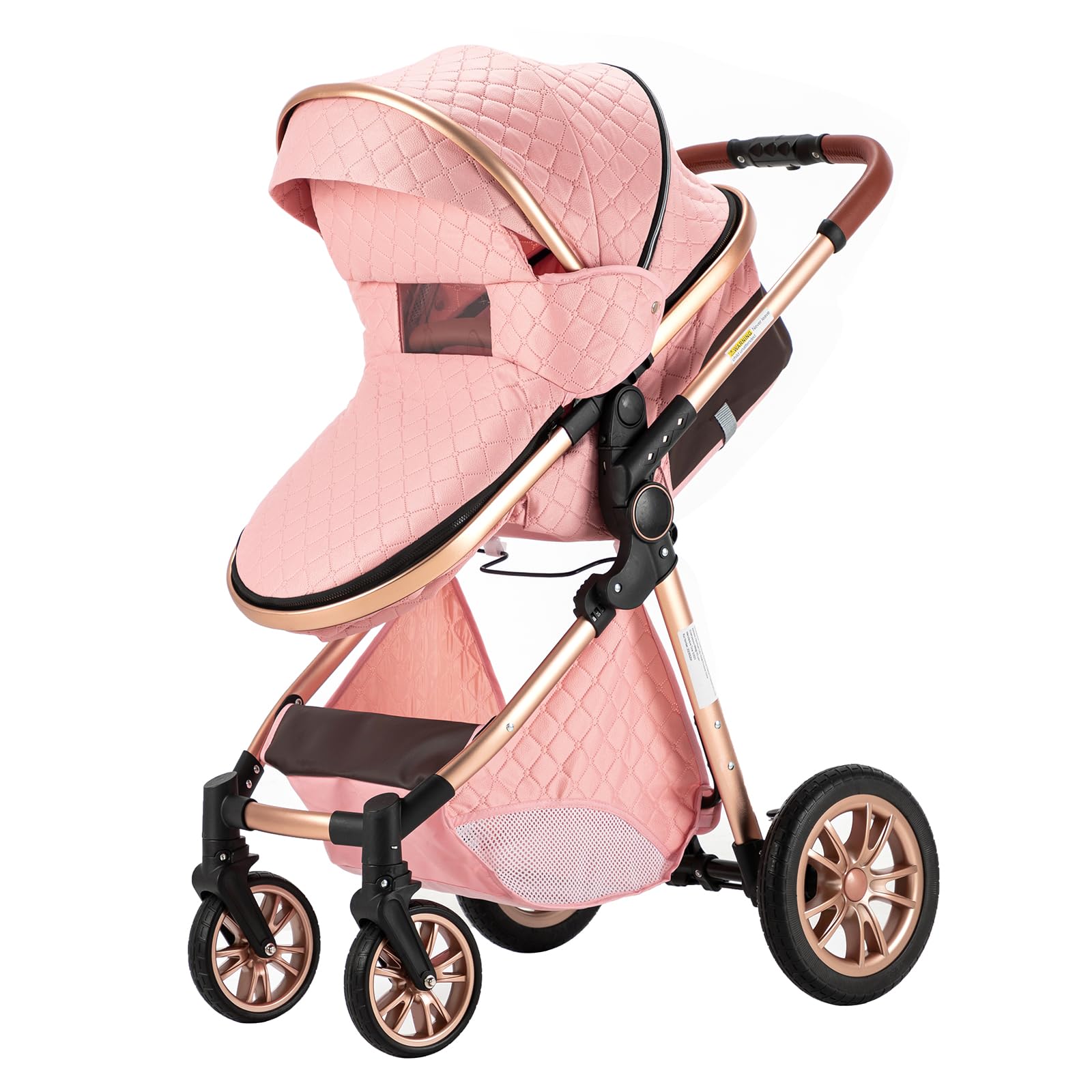 2 in 1 Convertible Baby Stroller with Bassinet - Reversible Standard Pram, Portable Foldable Pushchair for Newborn & Toddler | Lightweight Travel Buggy & High Landscape Carriage (Pink) - Perfect for Shopping, Travel & Daily Walks