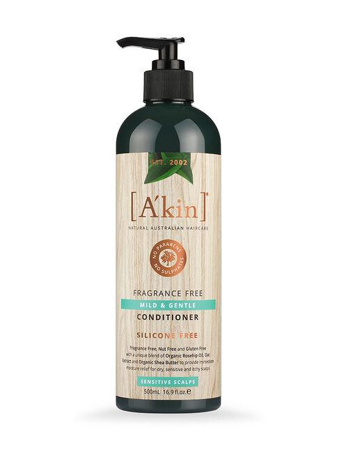 Akin Mild & Gentle Fragrance Free Conditioner for Sensitive Scalp & Dry Hair - Vegan & Natural Hair Care for Daily Use at Home or Salon