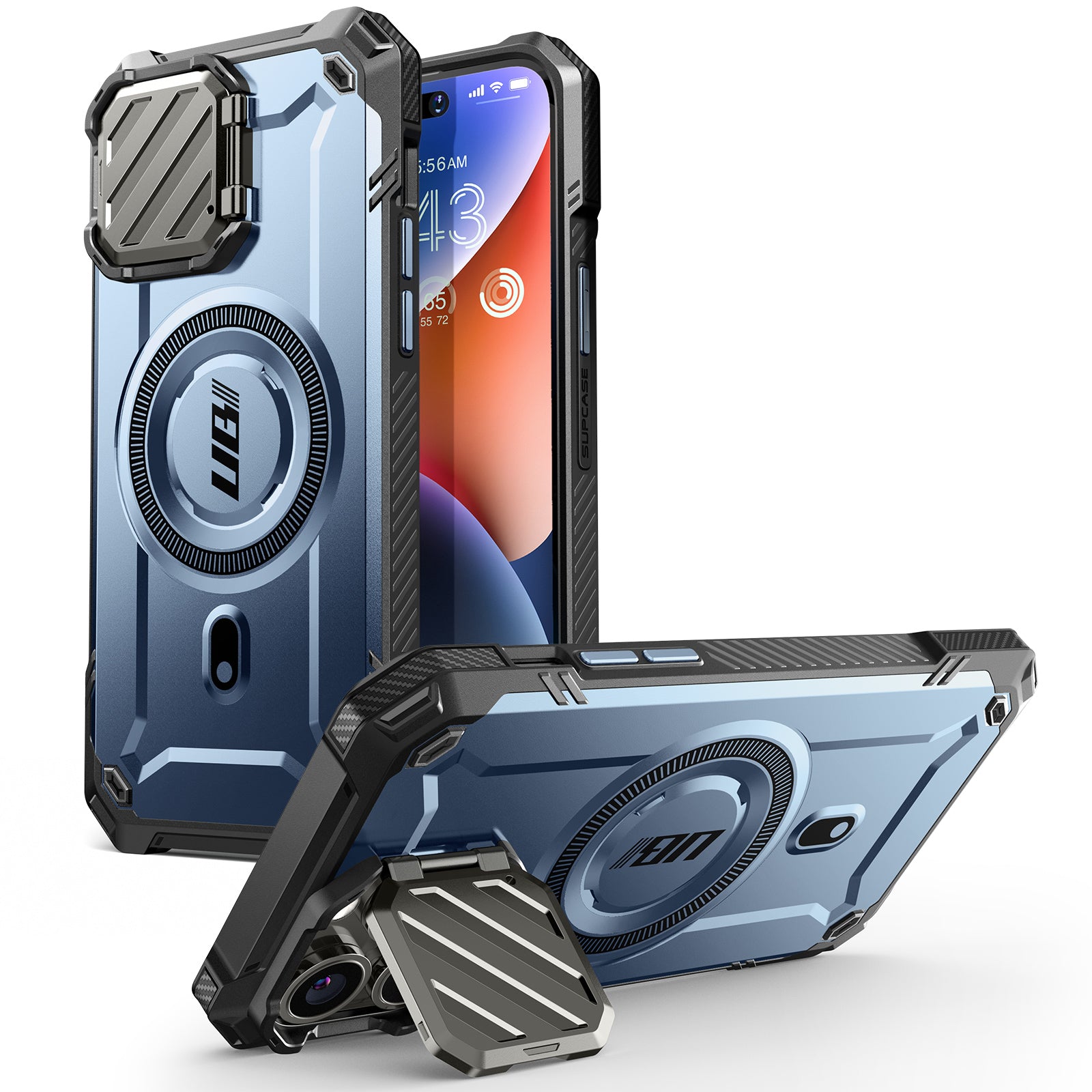 iPhone 14 Pro Max 6.7 Inch Unicorn Beetle MAG XT MagSafe Holster Case - Shockproof Protective Cover with Built-in Screen Protector - Metallic Blue - Perfect for Outdoor Activities & Daily Use