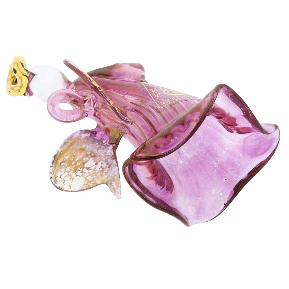 Venetian Murano Glass Angel Christmas Ornament - Handmade Purple Holiday Tree Decoration for Christmas, Home Decor, Gift Giving