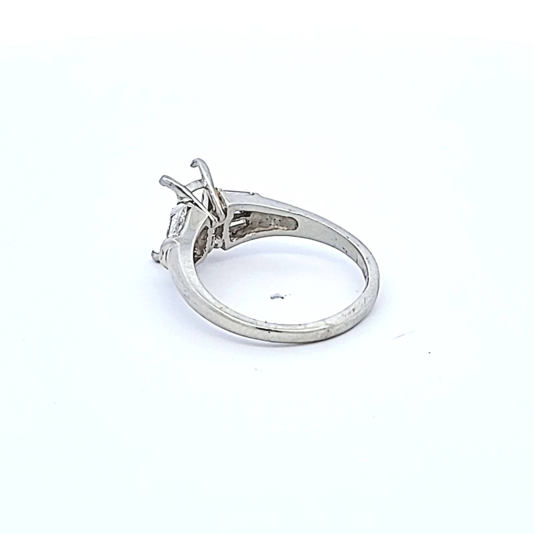 0.70 Carat Tapered Baguette F VVS2 Diamond Platinum Semi Mount Ring - Perfect for Engagement, Wedding, Anniversary & Special Occasions
