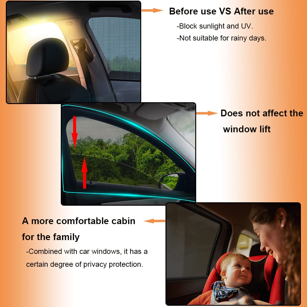 2 Pack Car Side Window Sun Shade Screen - UV Protection Window Covers for SUVs, Camping & Travel | Fits Most Mid-Size Vehicles | Create Privacy & Cool Cabin for Road Trips, Outdoor Adventures & Baby Naps