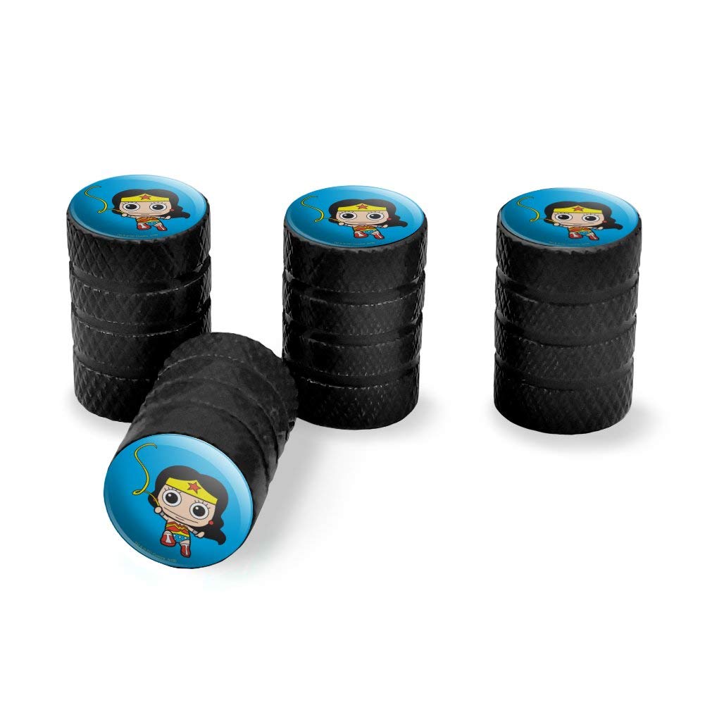 Wonder Woman Chibi Golden Lasso Valve Stem Caps - Aluminum Alloy Wheel Accessories for Cars, Trucks & SUVs - DC Comics Superhero Themed Tire Decor (Set of 4) - Perfect for Comic Fans & Vehicle Customization