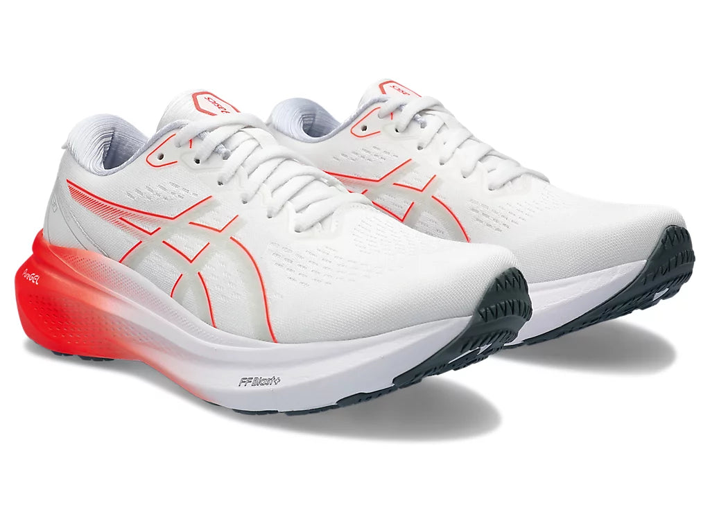 ASICS Men's GEL-KAYANO 30 Running Shoes - White/Sunrise Red | Stability & Cushion for Long-Distance Running | Perfect for Marathon Training & Road Running