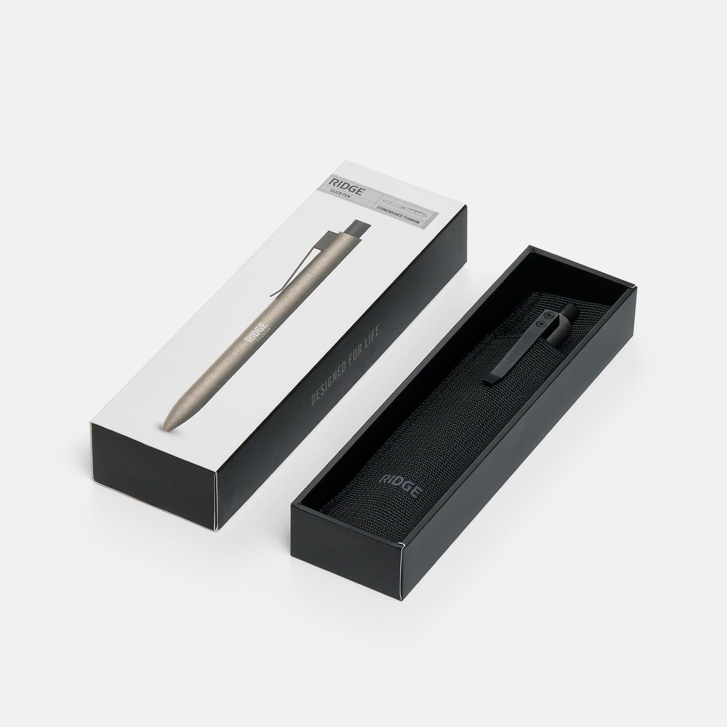 Ridge Click Pen - Stonewashed Titanium EDC Pen for Everyday Carry, Office, Writing & Gifts | Premium Durable Pocket Pen for Men & Women